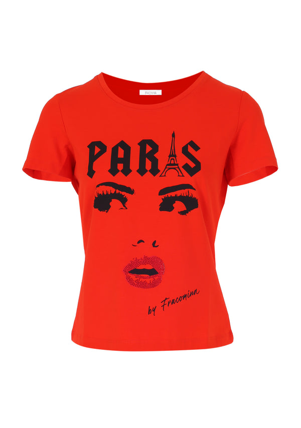 T-Shirt con stampa Paris FI23ST3002J40103 FRACOMINA