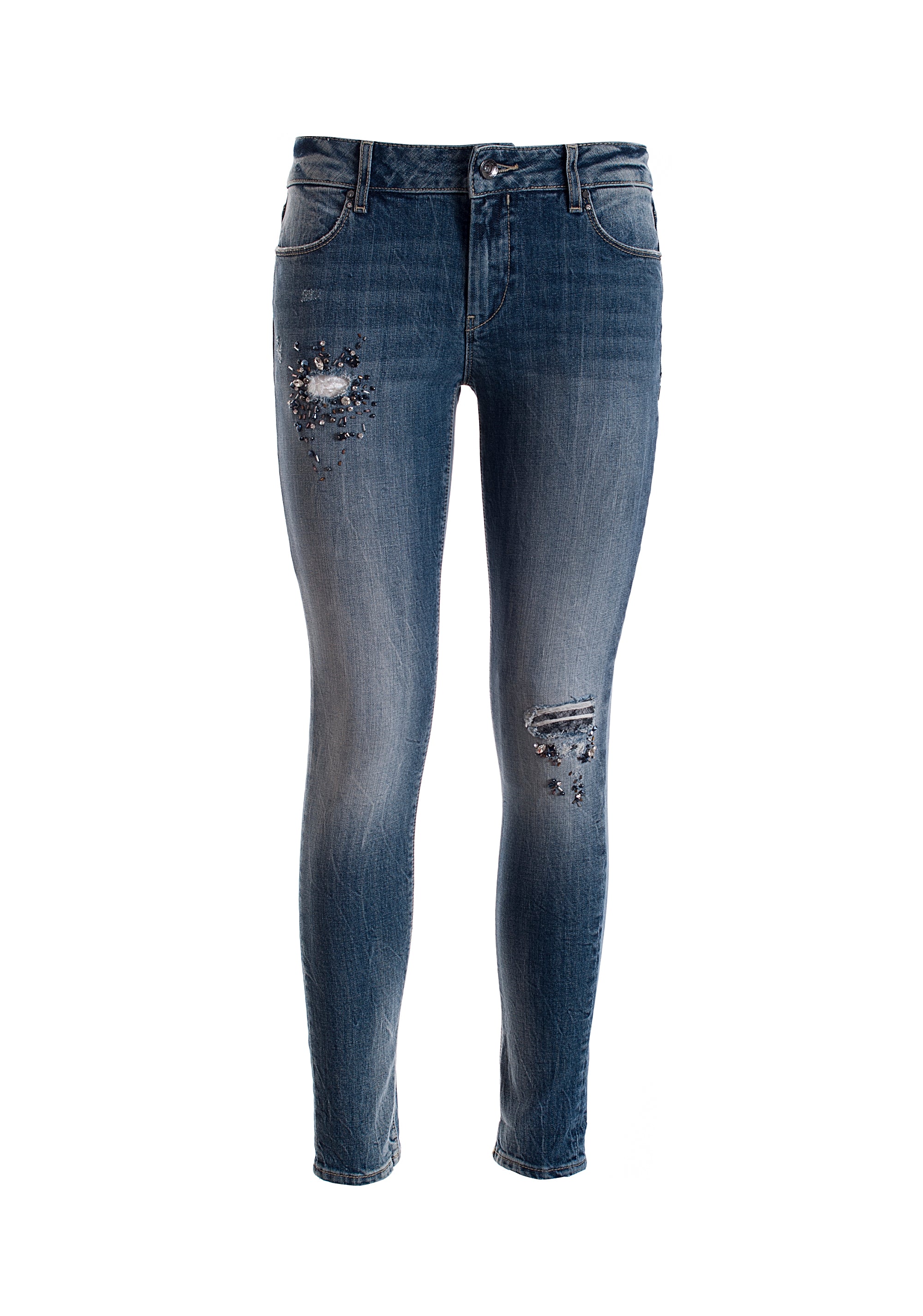 Jeans skinny in denim con lavaggio medio