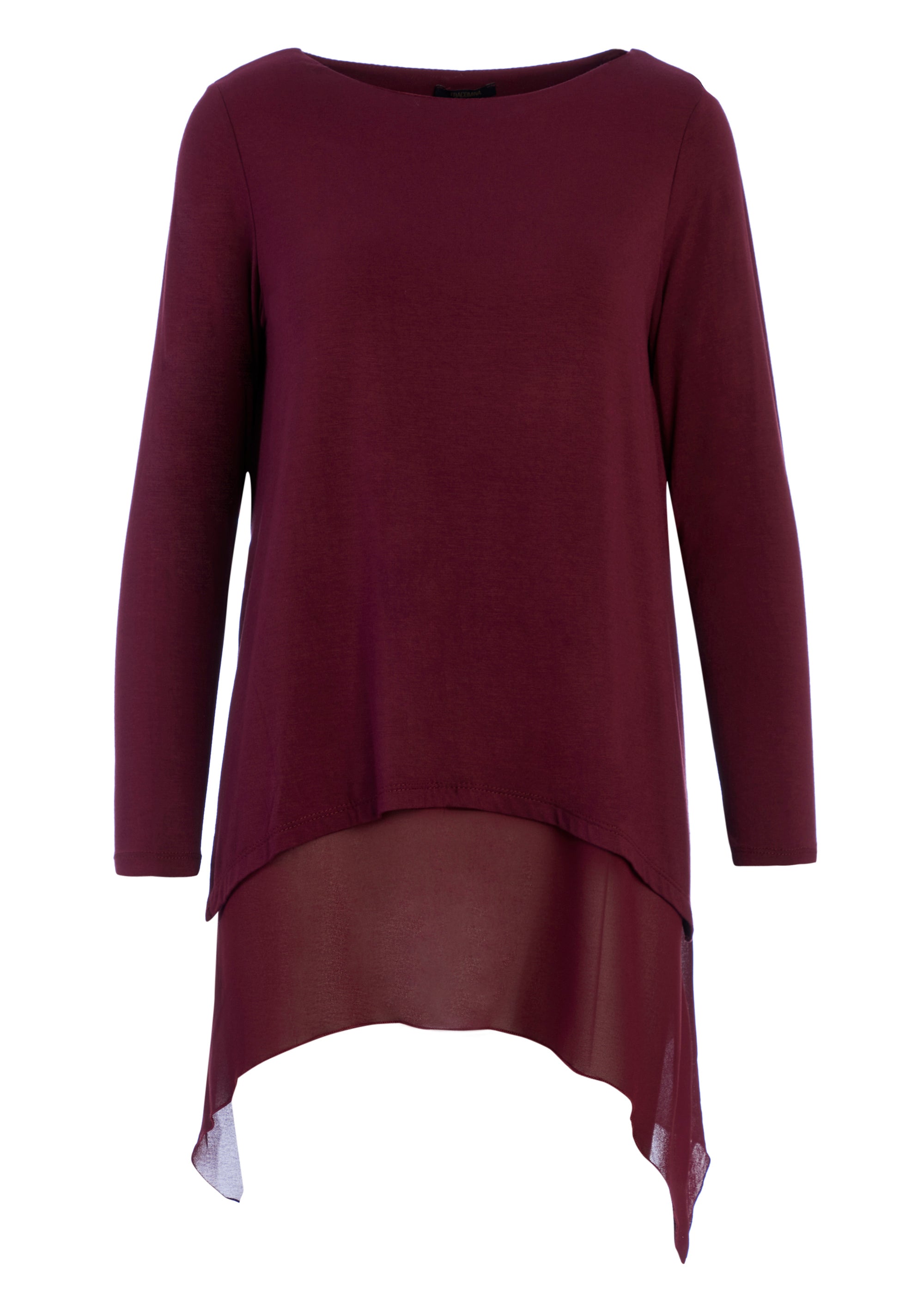 Top blusa ampia con pannello in georgette