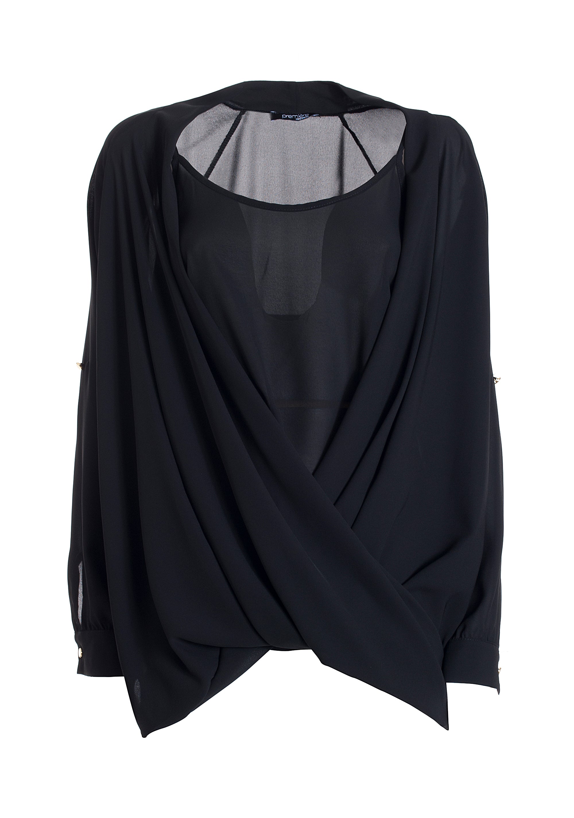 Blusa ampia in georgette con taglio asimmetrico