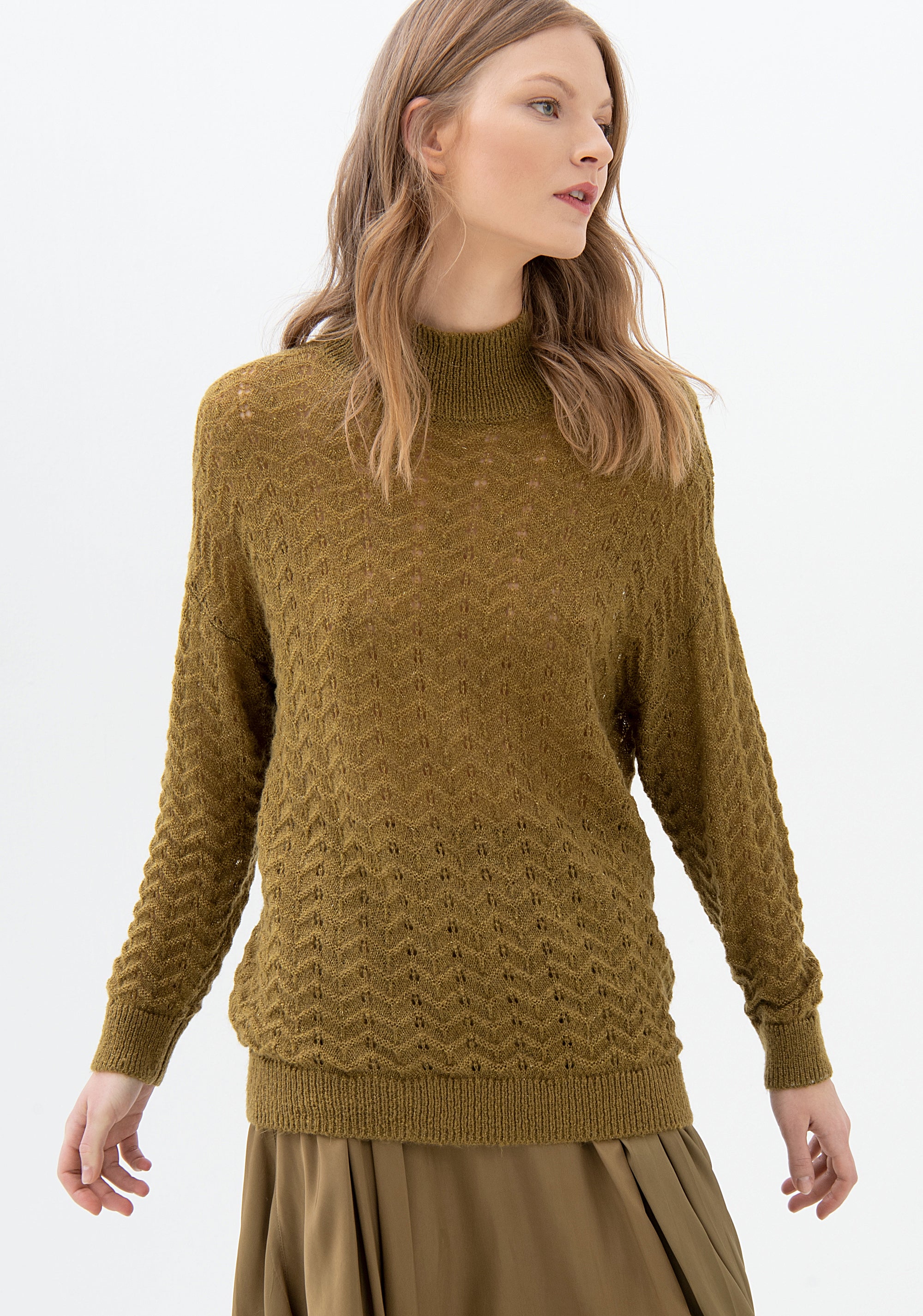 Maglia regular lunga con lana e mohair