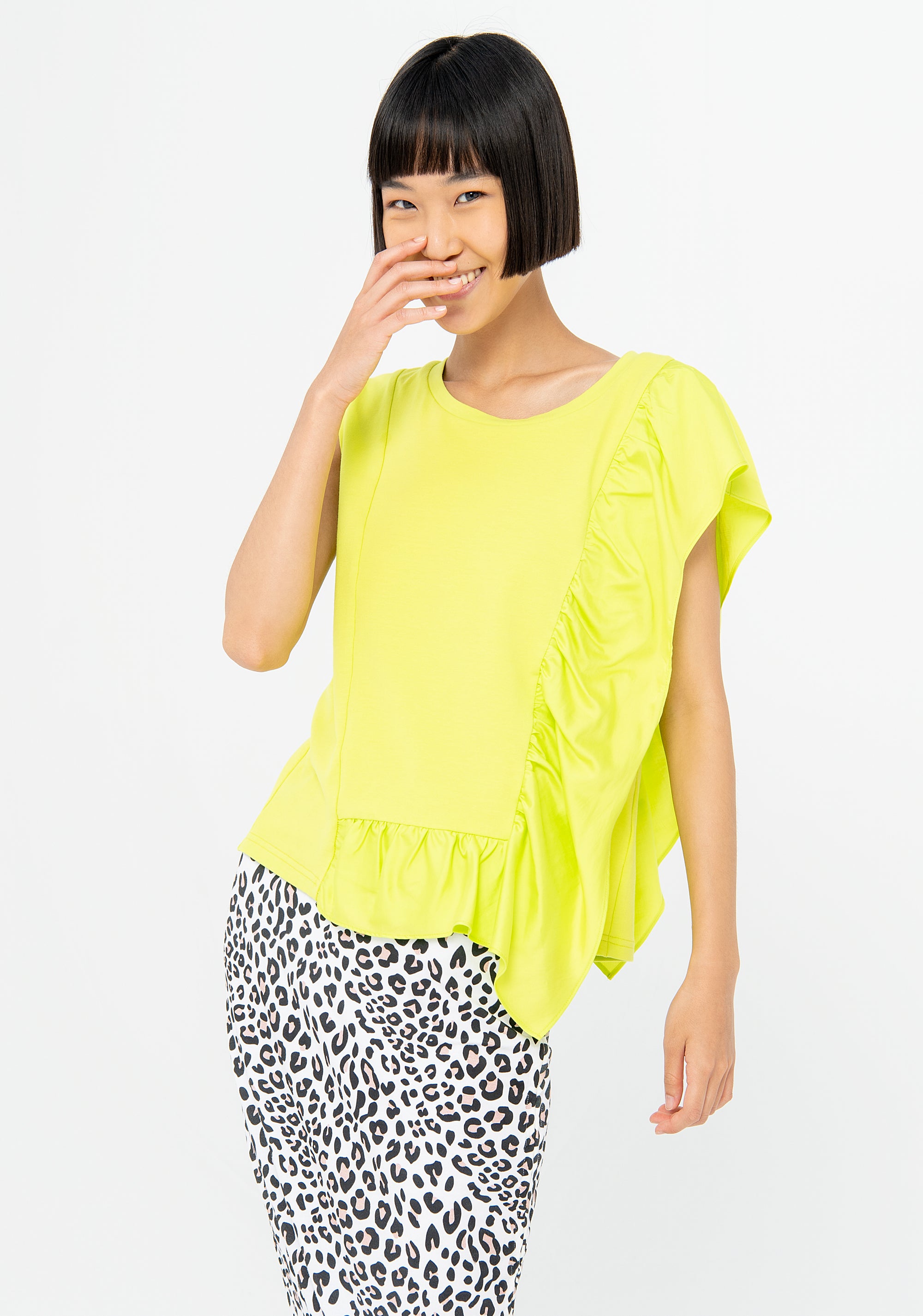 Blusa regular in tencel e cotone