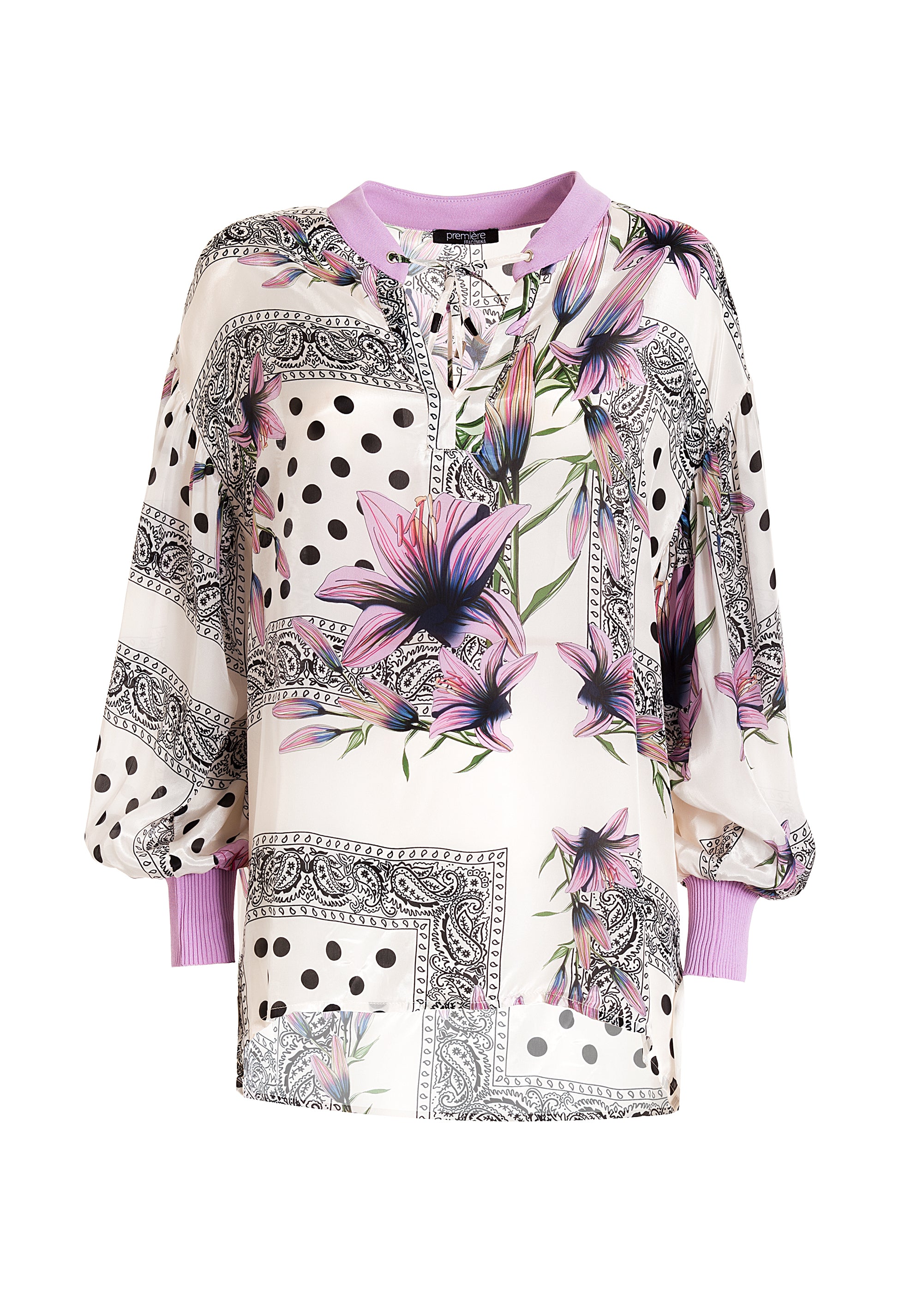 Blusa ampia in fantasia multicolor