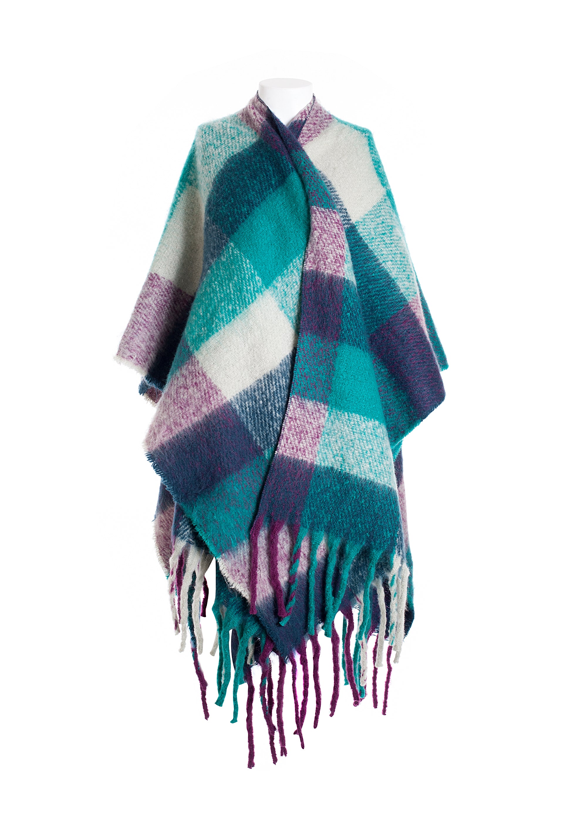 Poncho over a quadri multicolor