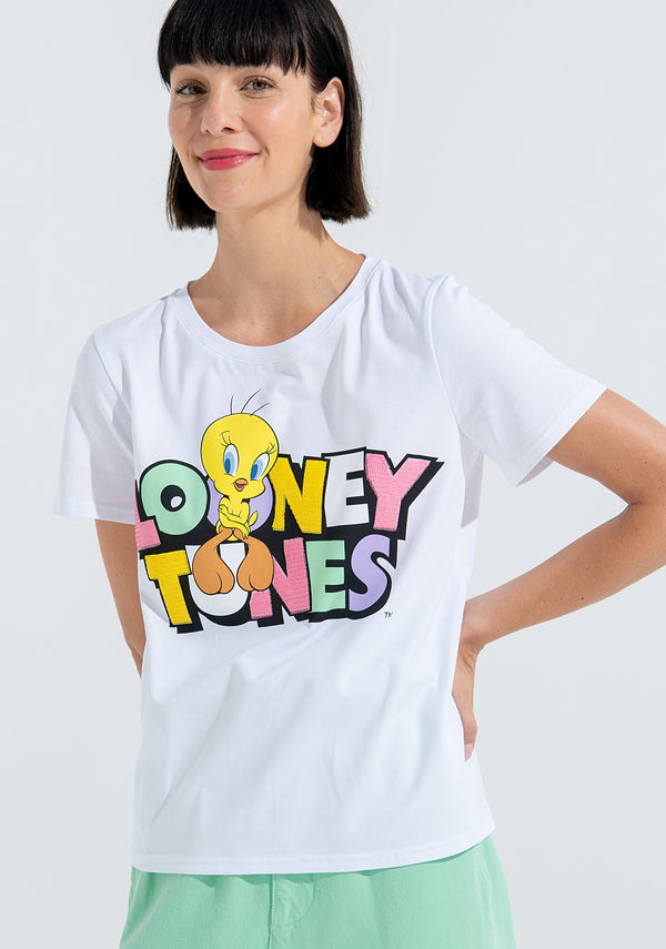 T-shirt regular in jersey con stampa Looney Tunes