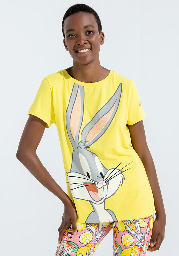 T-shirt over in jersey con stampa Looney Tunes