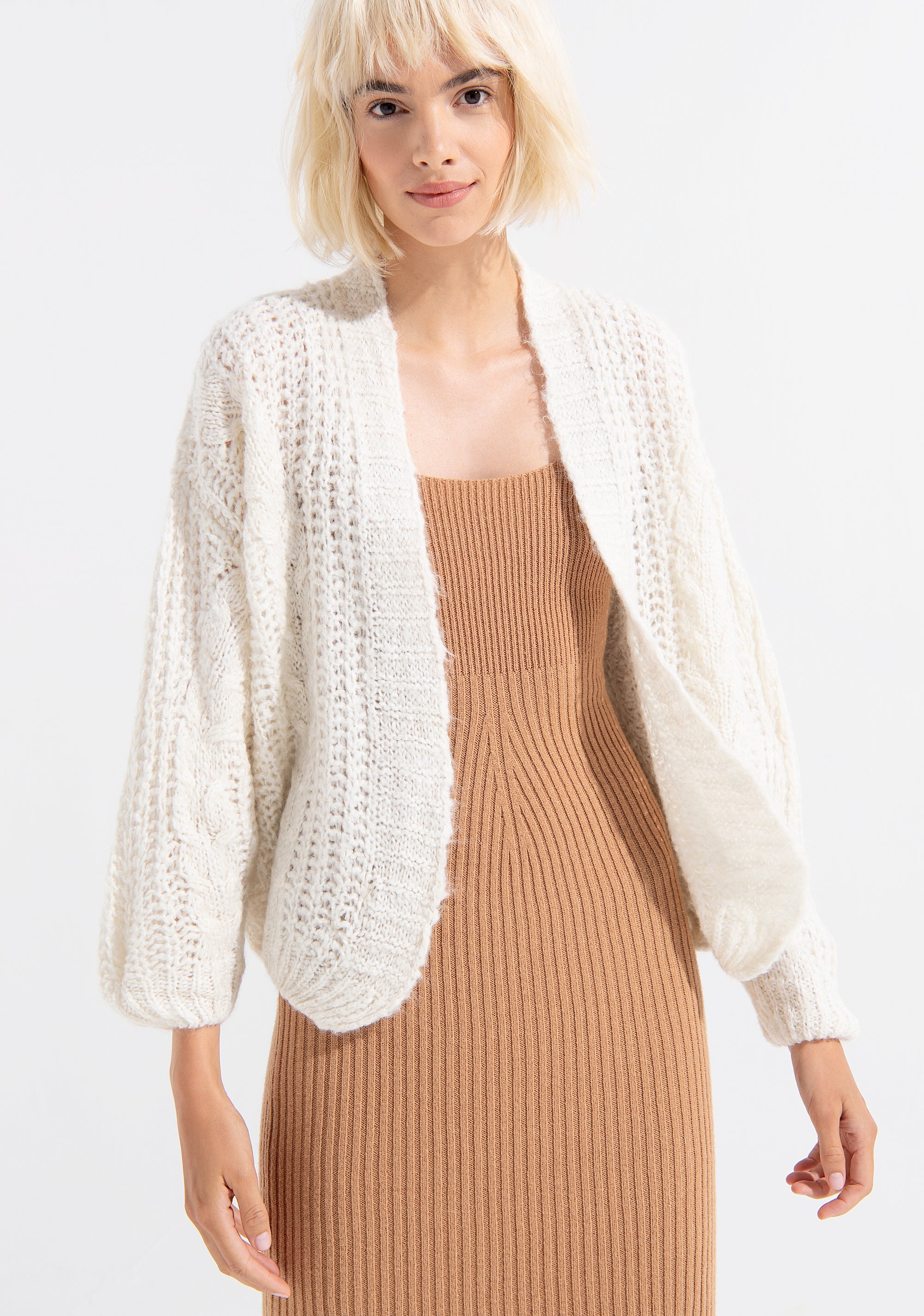 Cardigan aperto regular con mohair