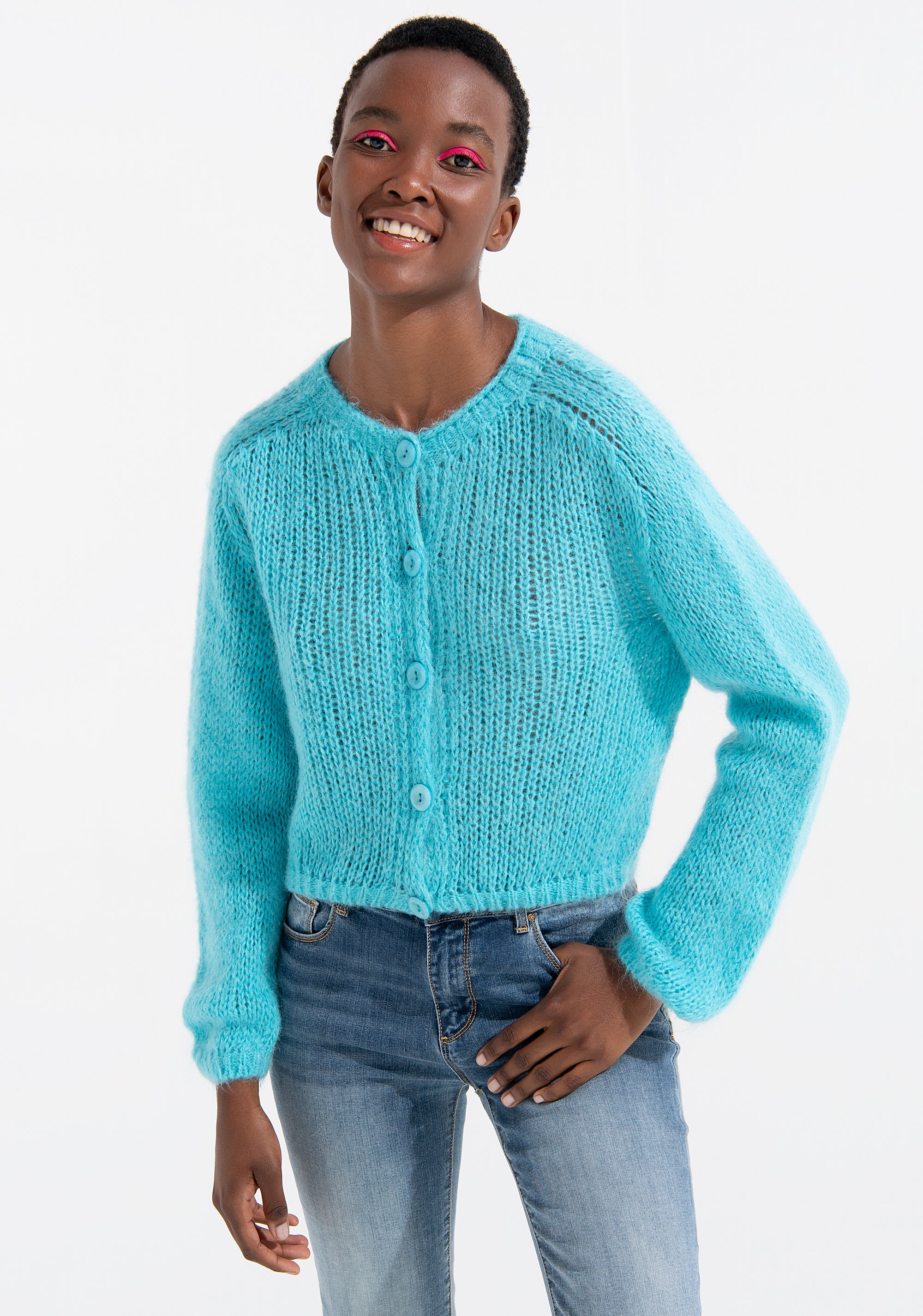 Cardigan regular con mohair