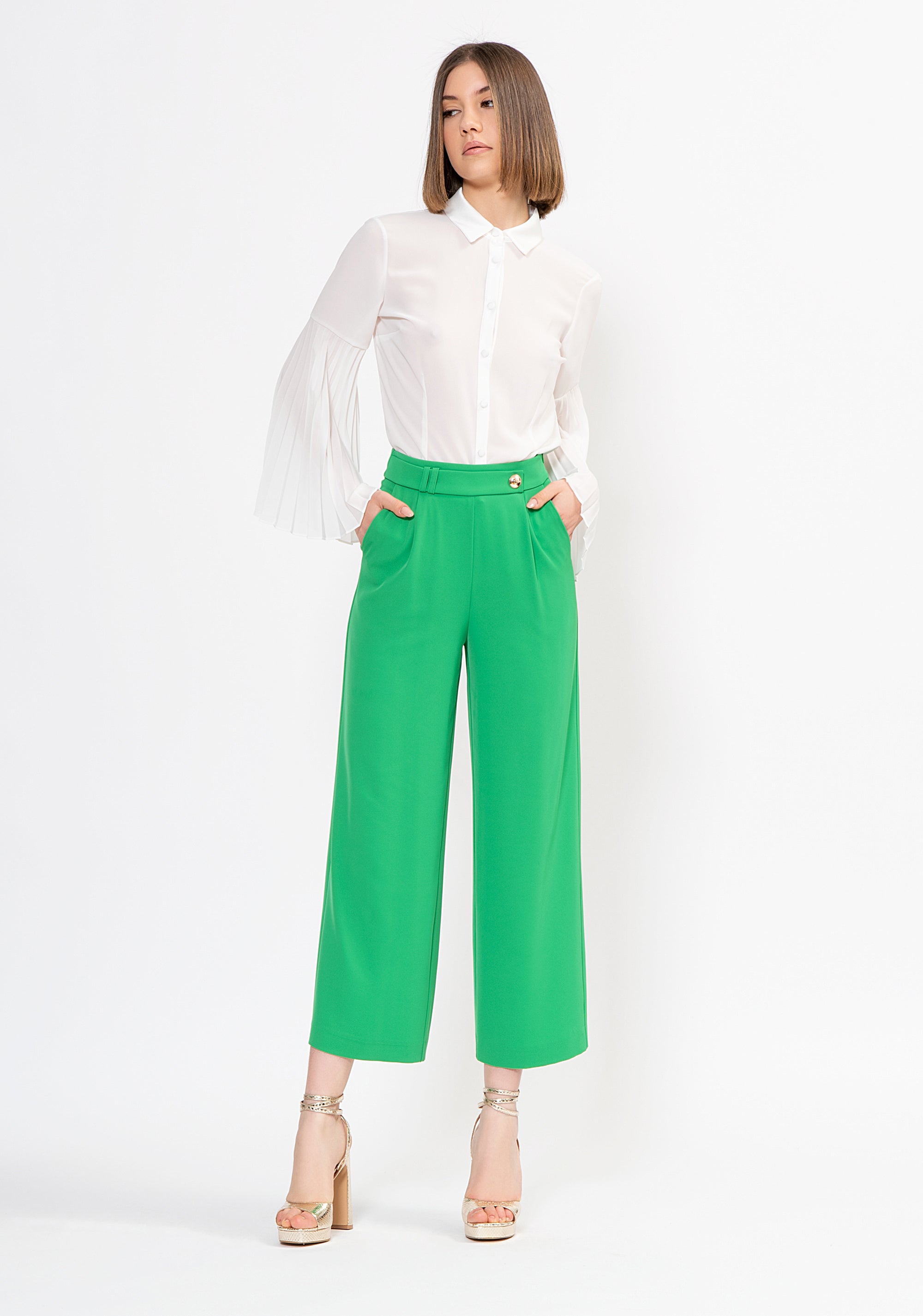 Pantalone culotte flare in crépe