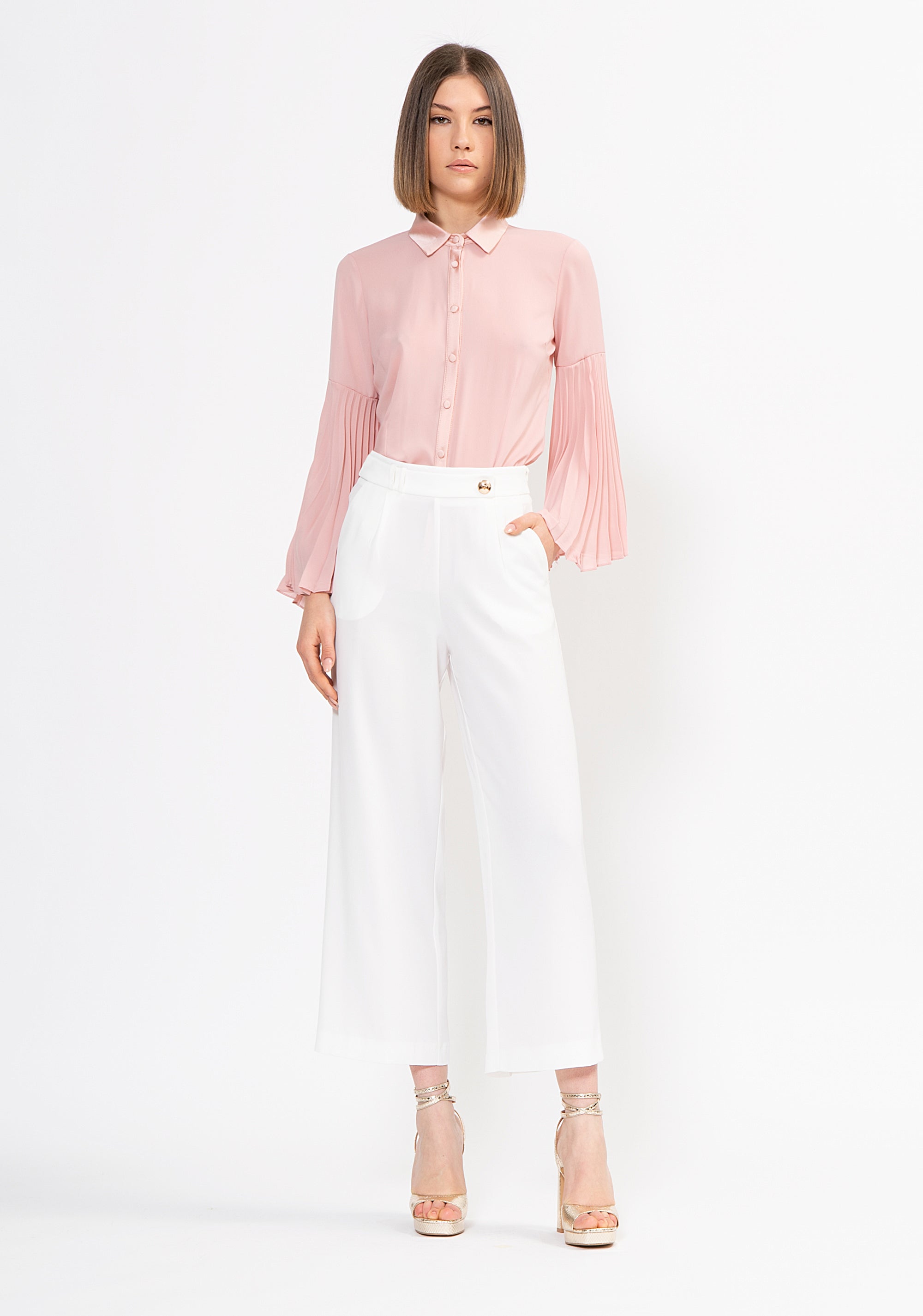 Pantalone culotte flare in crépe