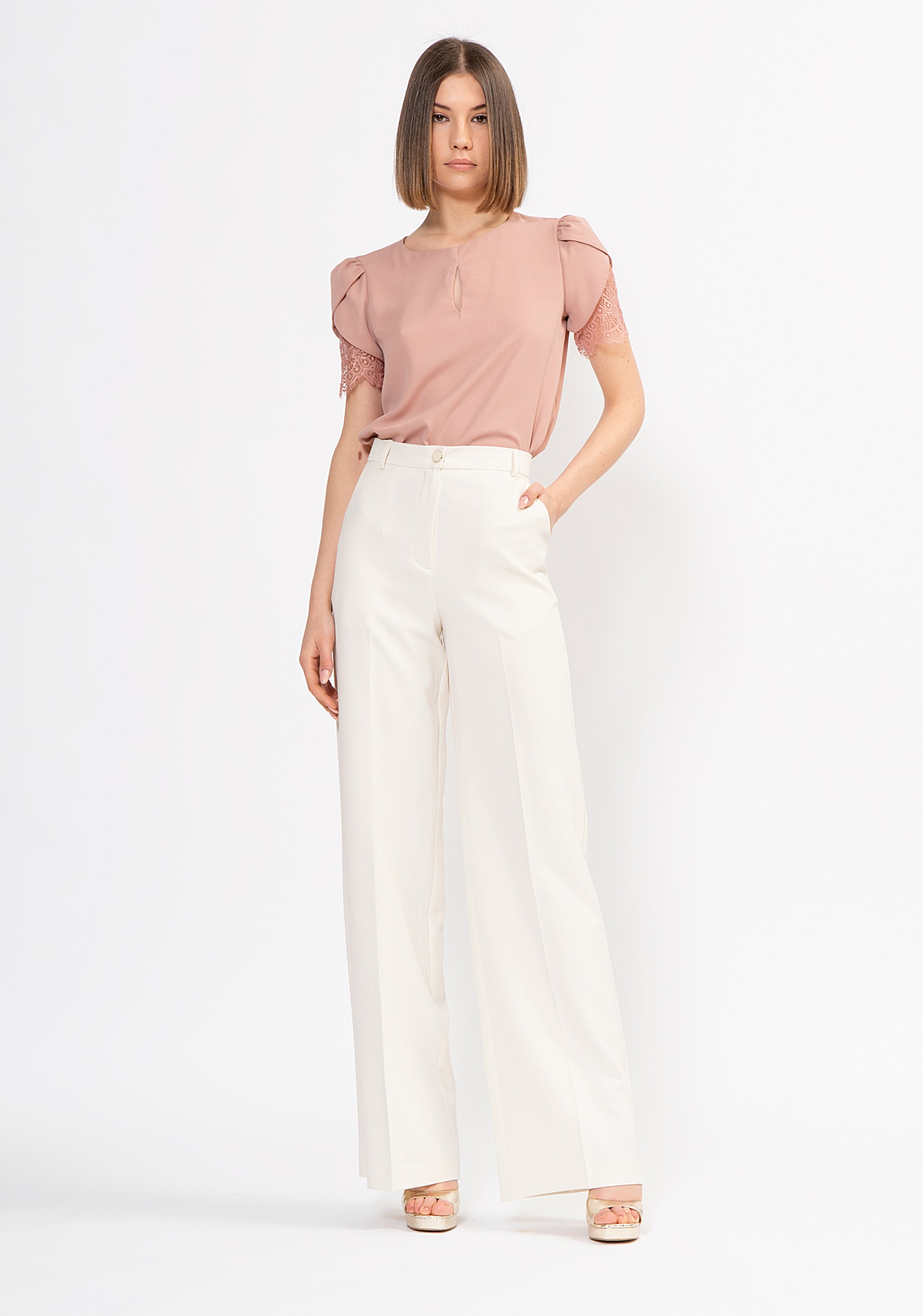 Pantalone palazzo flare in crépe