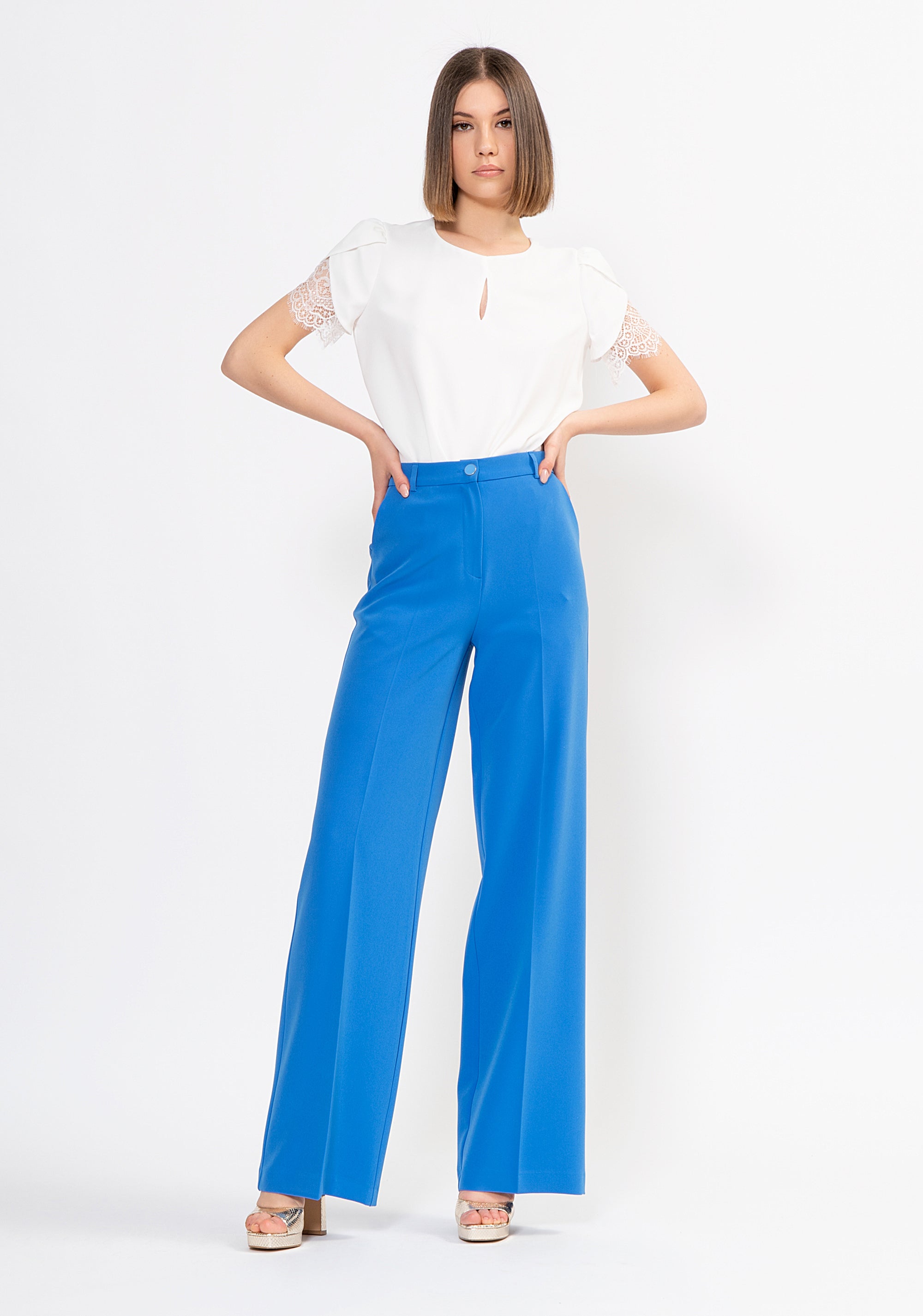 Pantalone palazzo flare in crépe