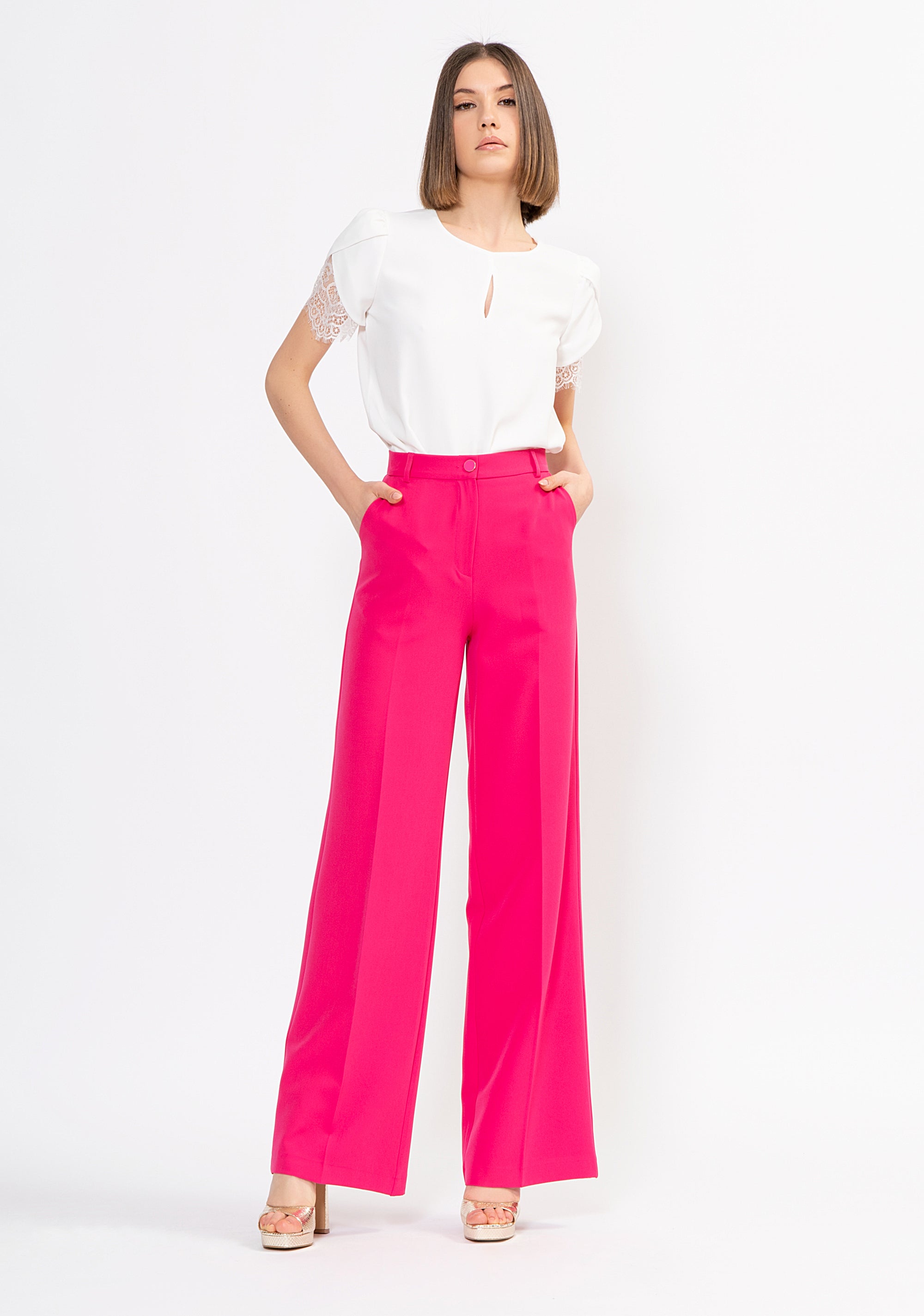 Pantalone palazzo flare in crépe