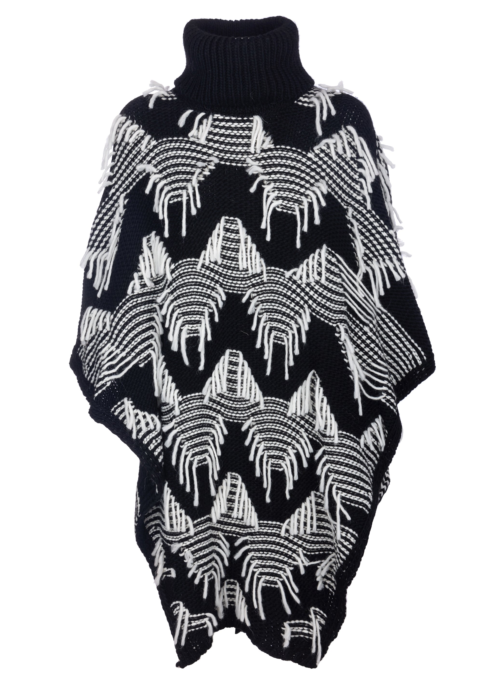 Maglia over modello poncho con jacquard