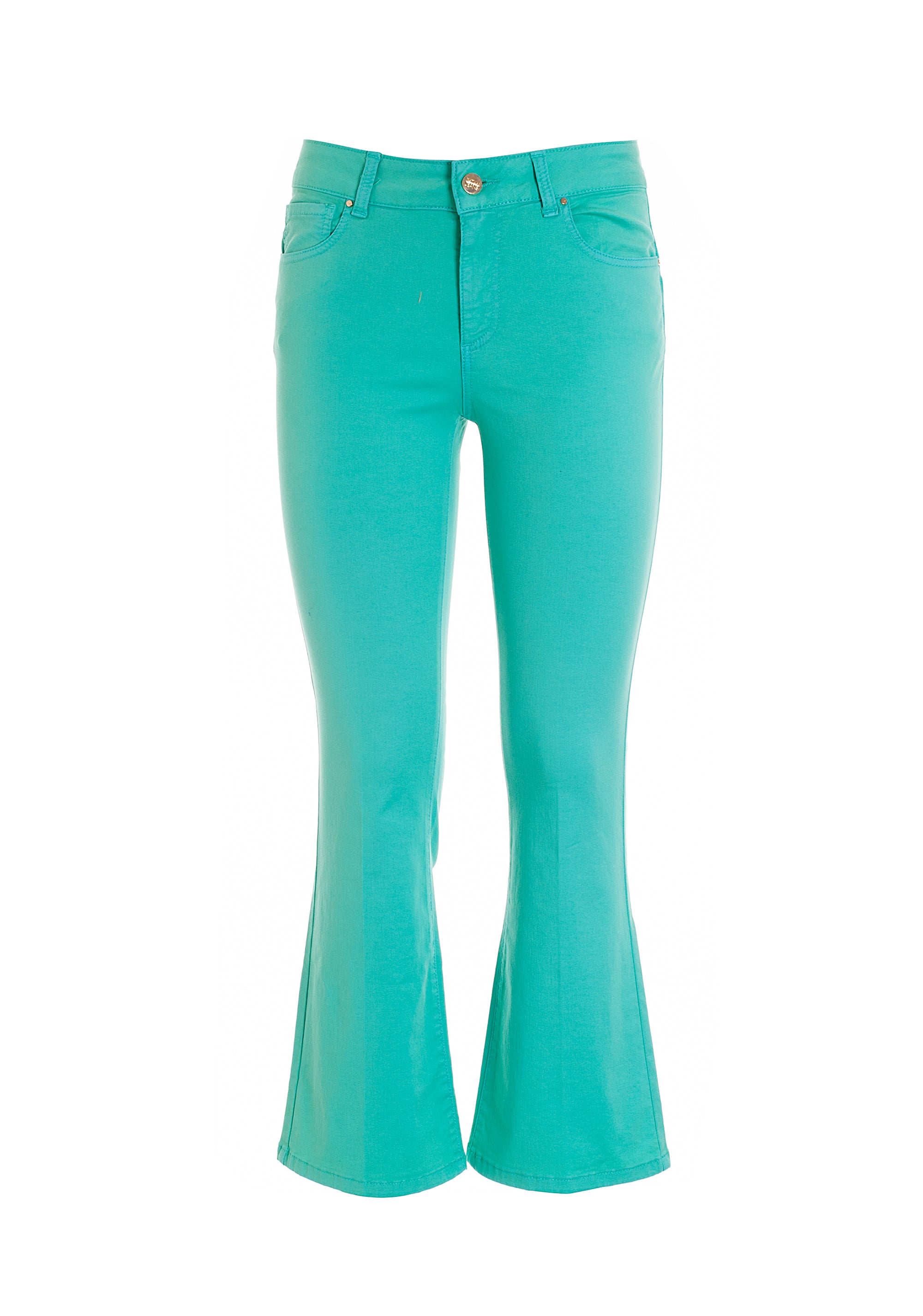 Jeans Bella flare cropped in sofisticato denim stretch colorato