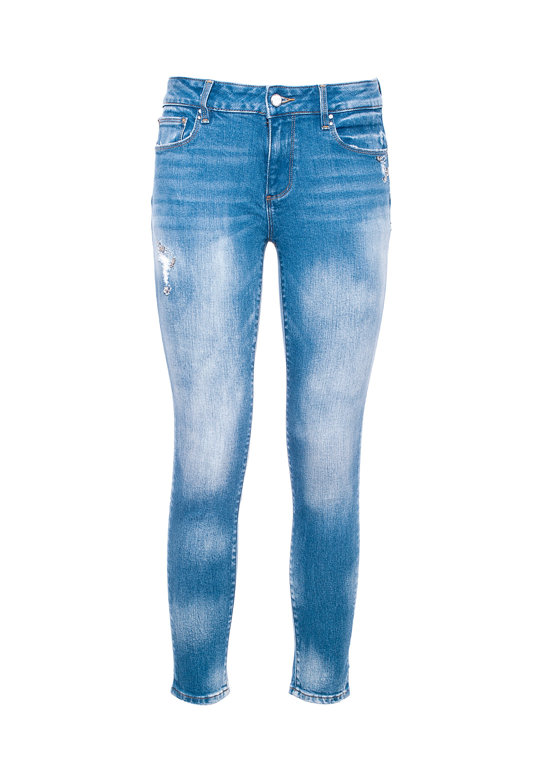 Jeans skinny in denim stretch con lavaggio chiaro bleached-FRACOMINA-FP21SP5011D401P1
