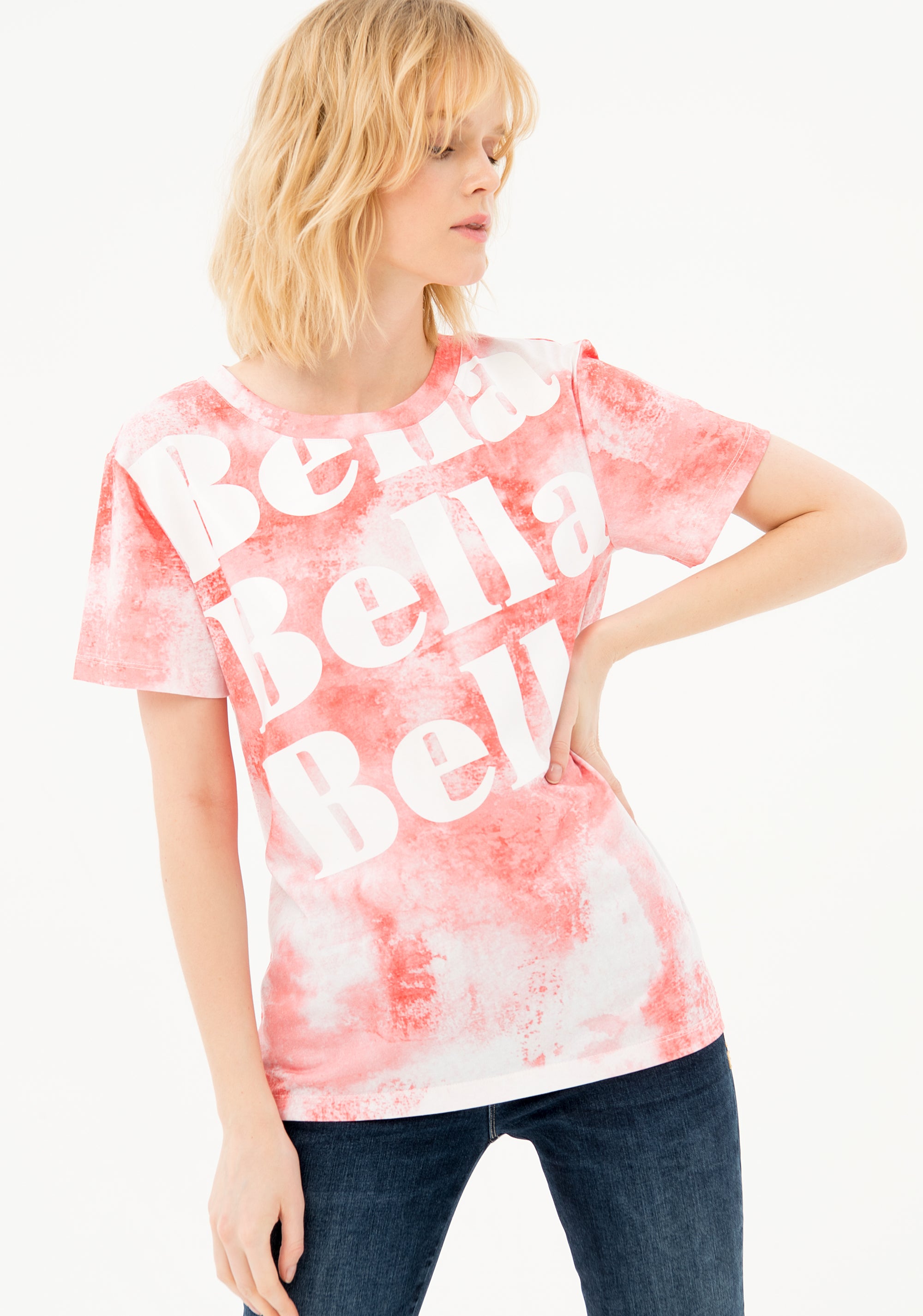 T-shirt over in jersey di cotone con tie dye