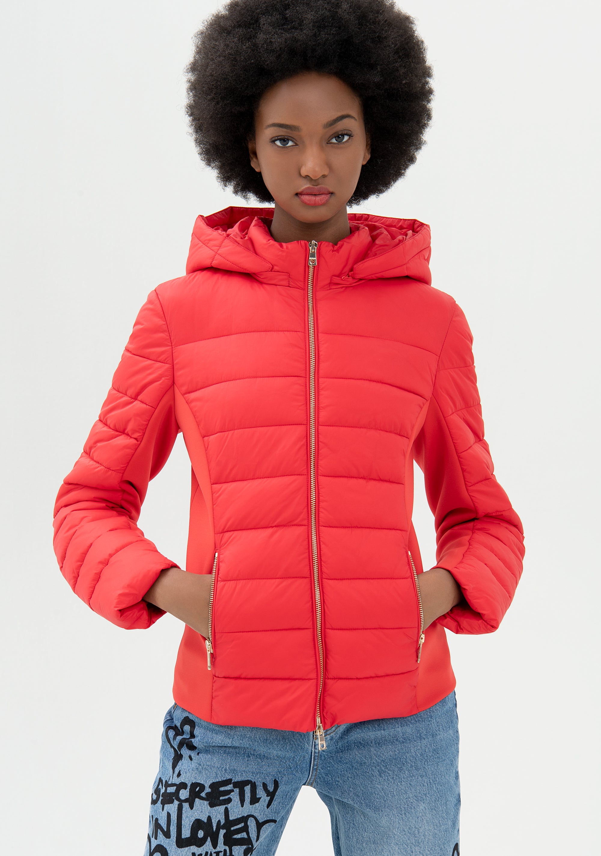 Moncler Giubbotto Jacket Piumino Lungo Rosso Piumino Regular Con