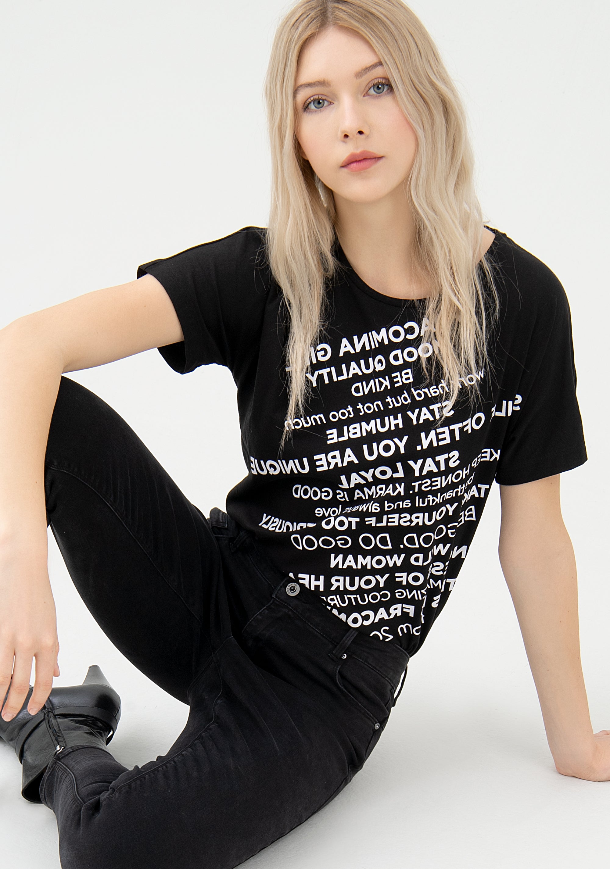 T-shirt regular in jersey di cotone con stampa lettering