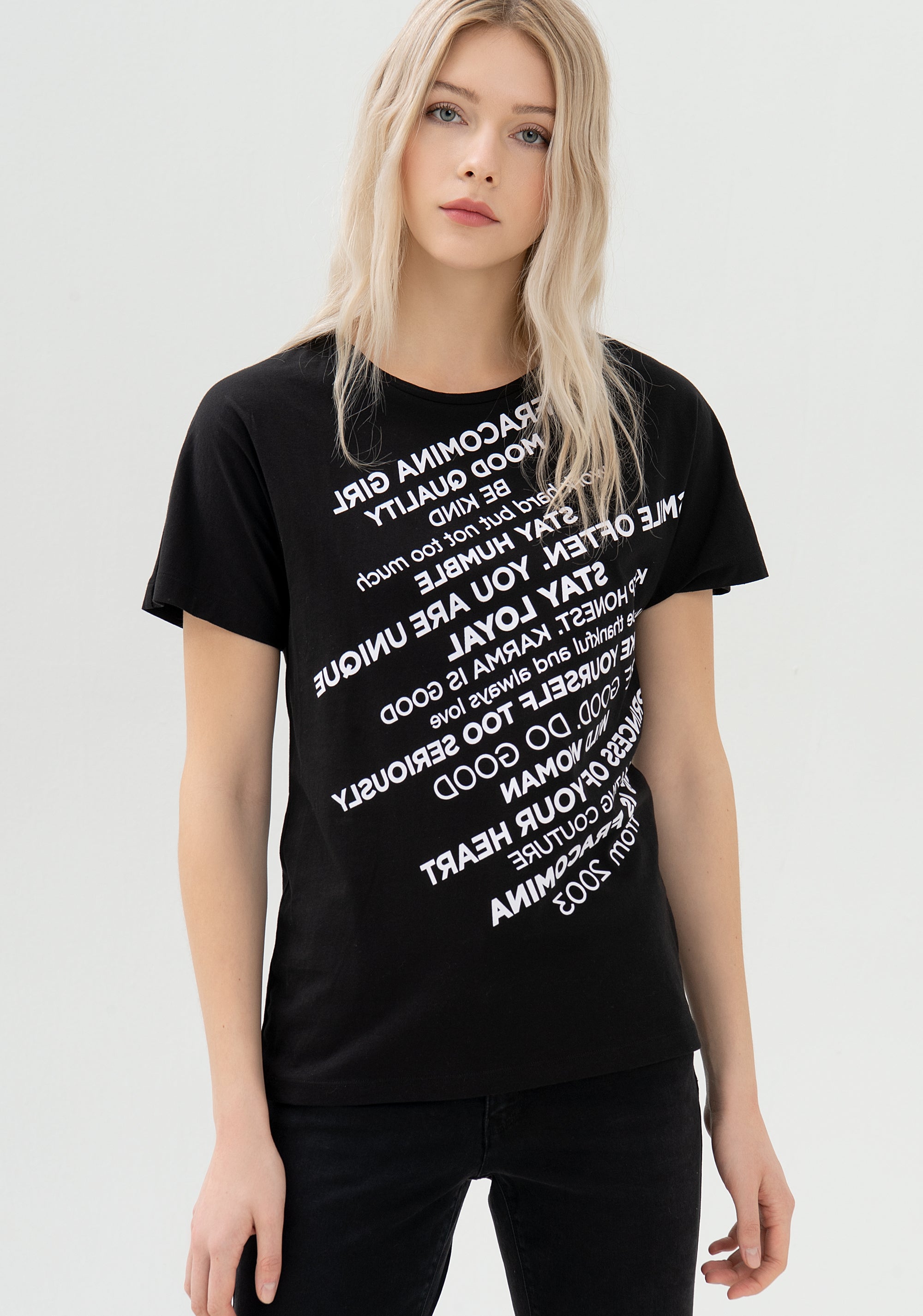 T-shirt regular in jersey di cotone con stampa lettering