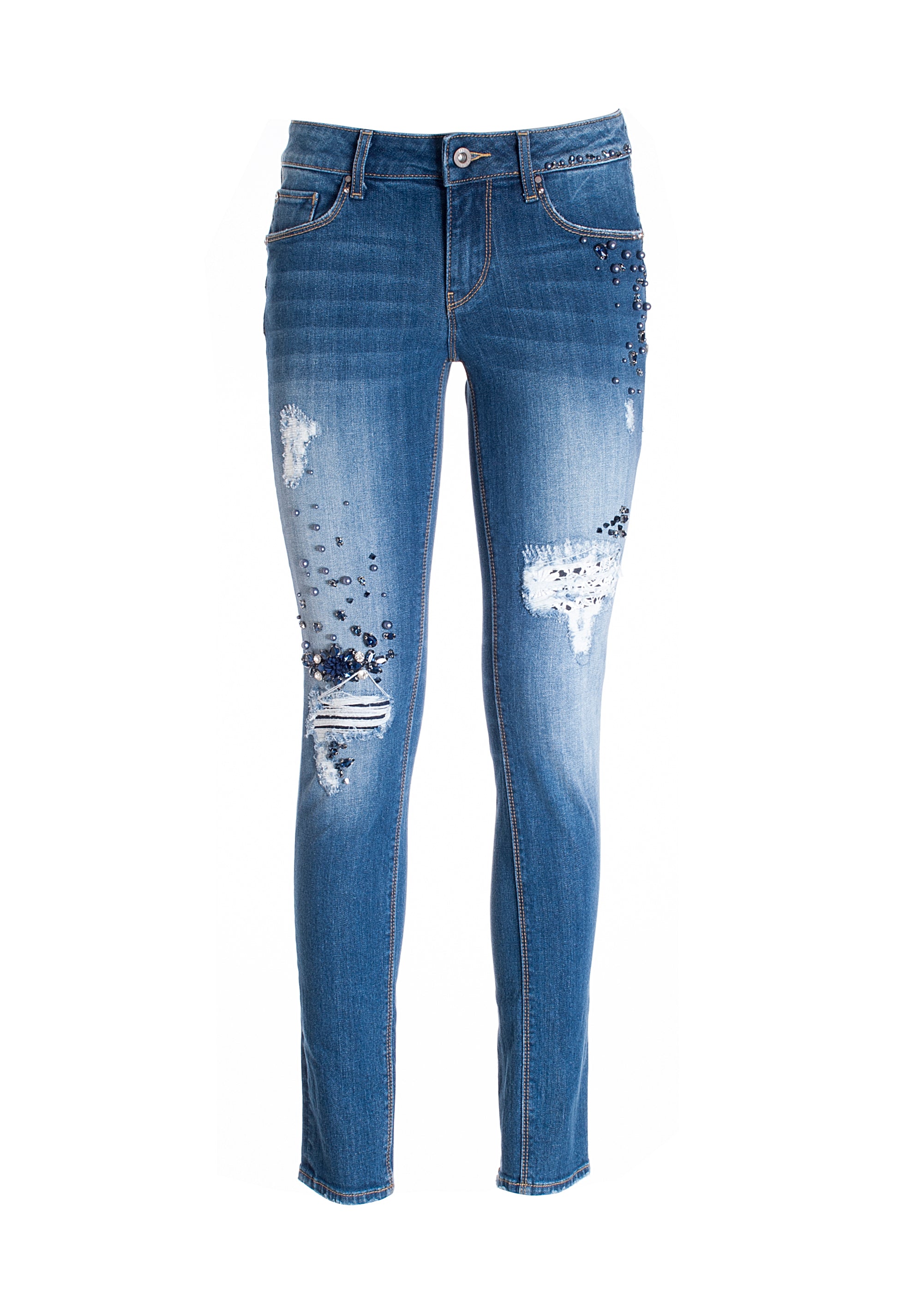 Jeans skinny effetto push up in denim stretch con lavaggio medio