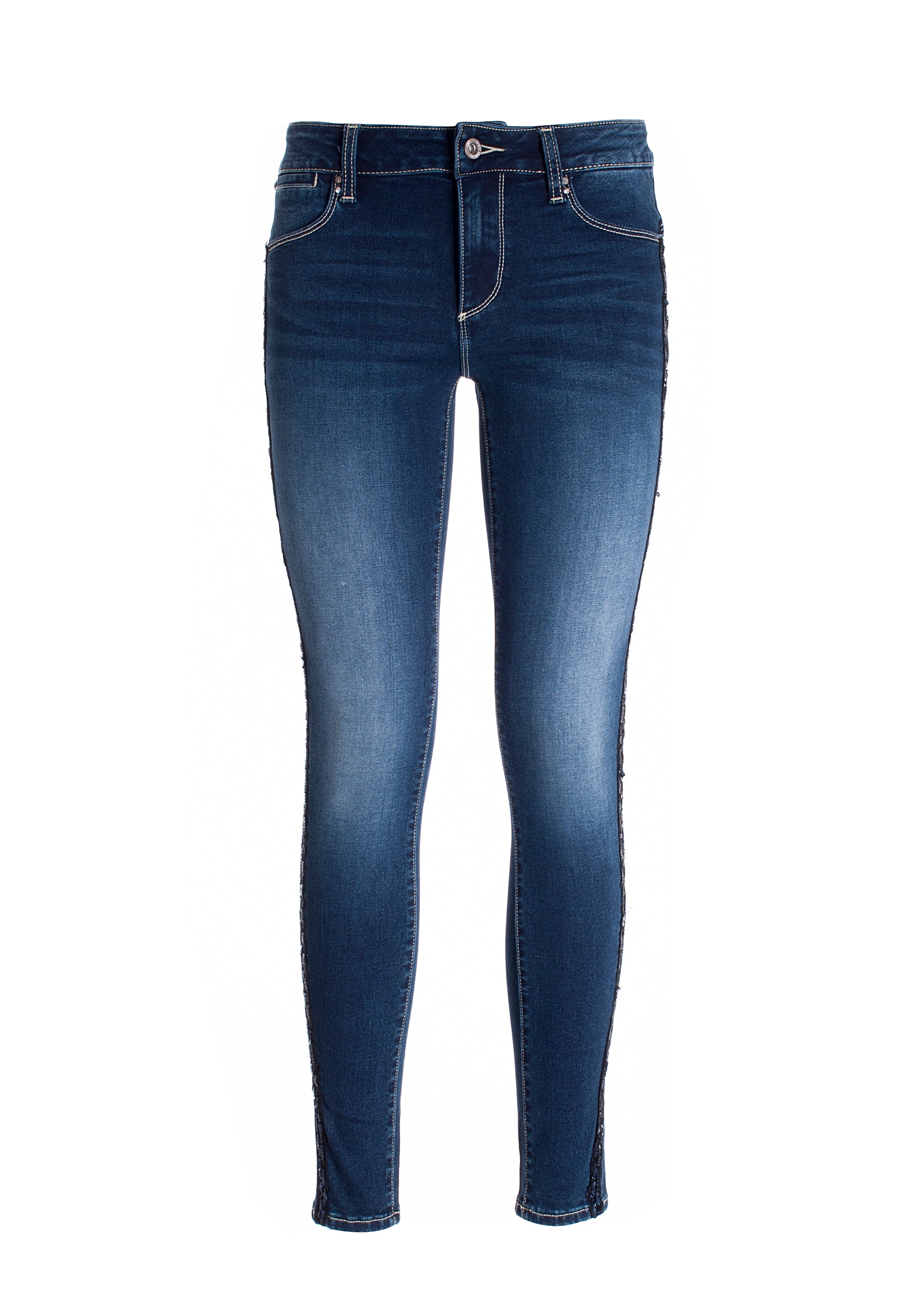 Jeans skinny effetto push up in denim stretch con lavaggio medio