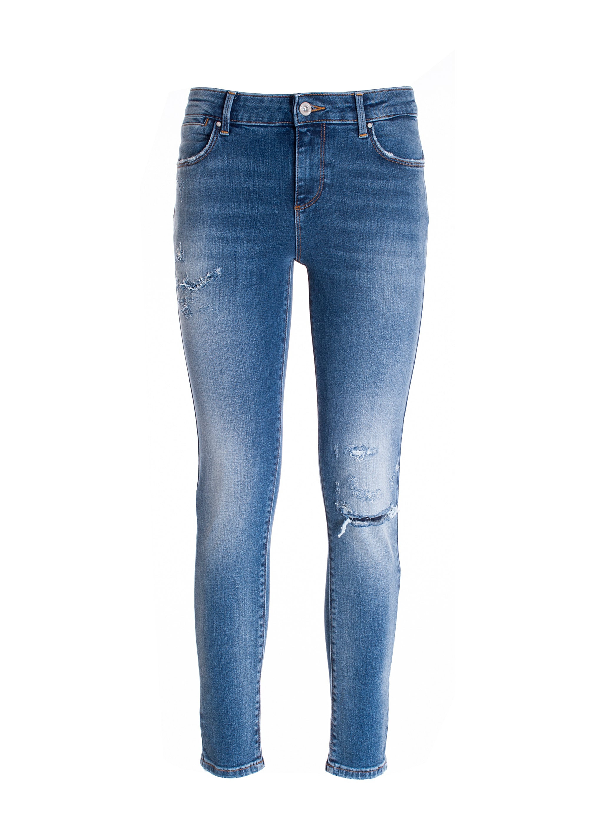 Jeans skinny effetto push up in denim stretch con lavaggio medio