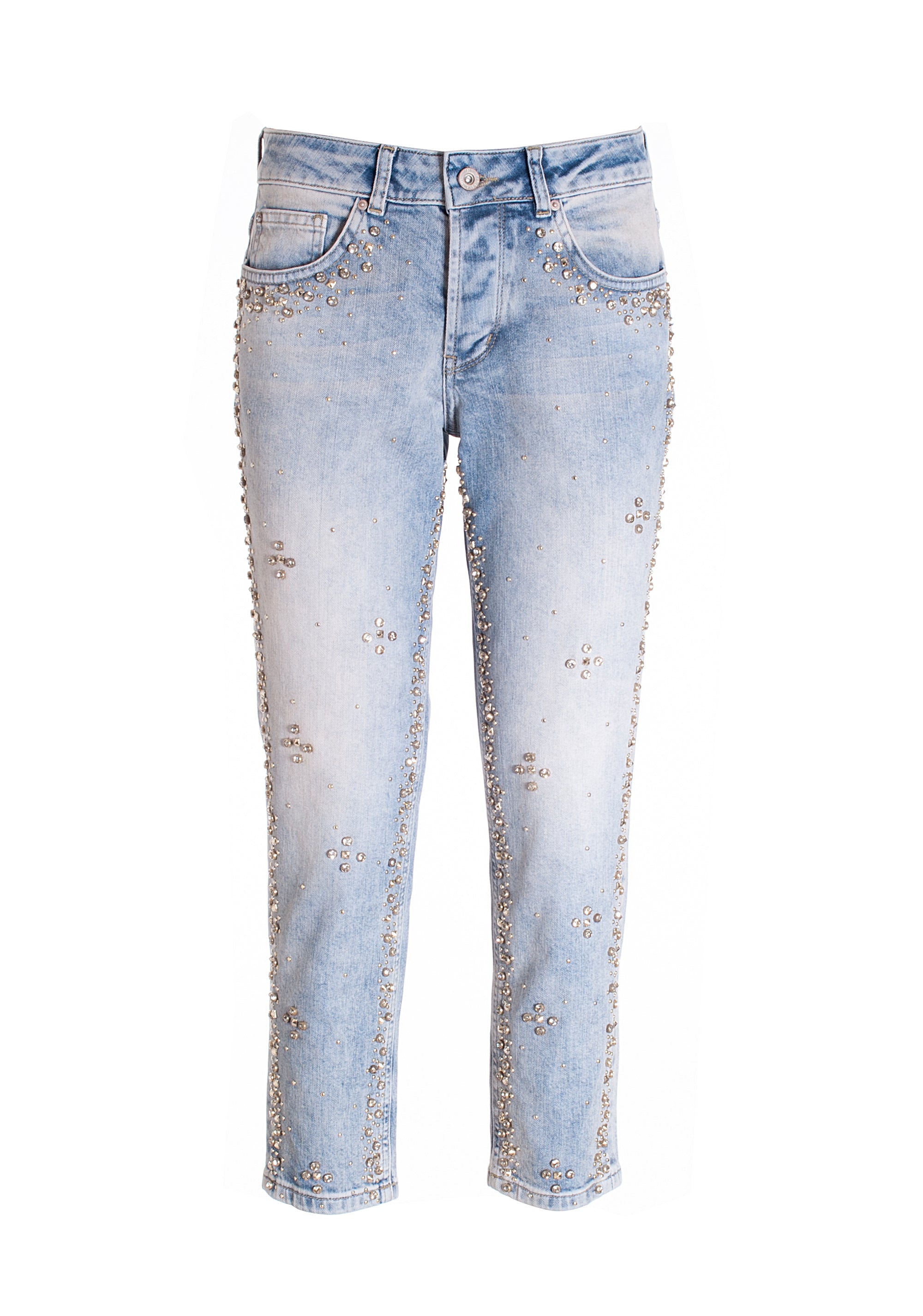 Pantaloni Jeans Con Perle Sul Fondo Jeans Con Perline All'orlo