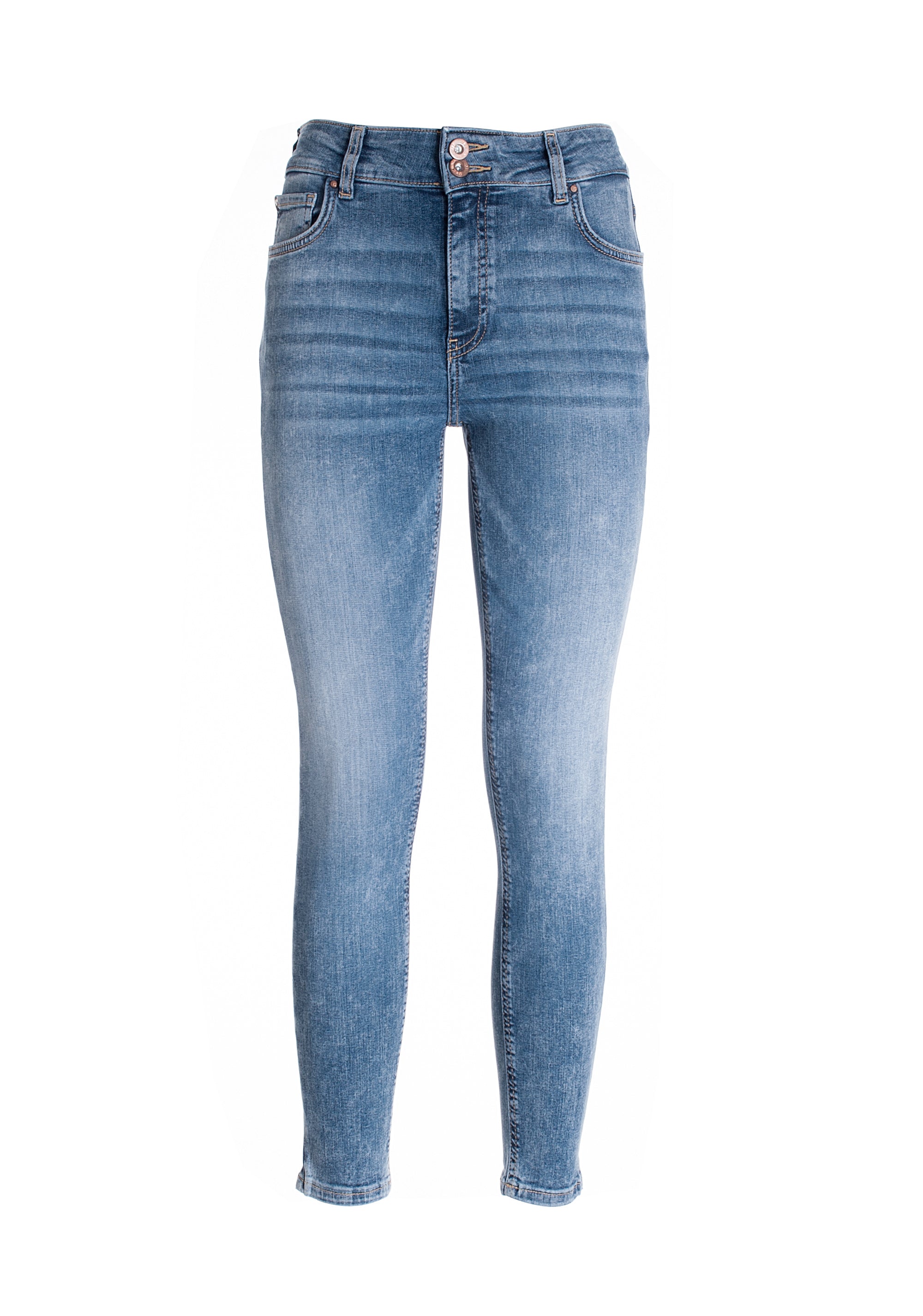 Jeans skinny in denim stretch con lavaggio medio