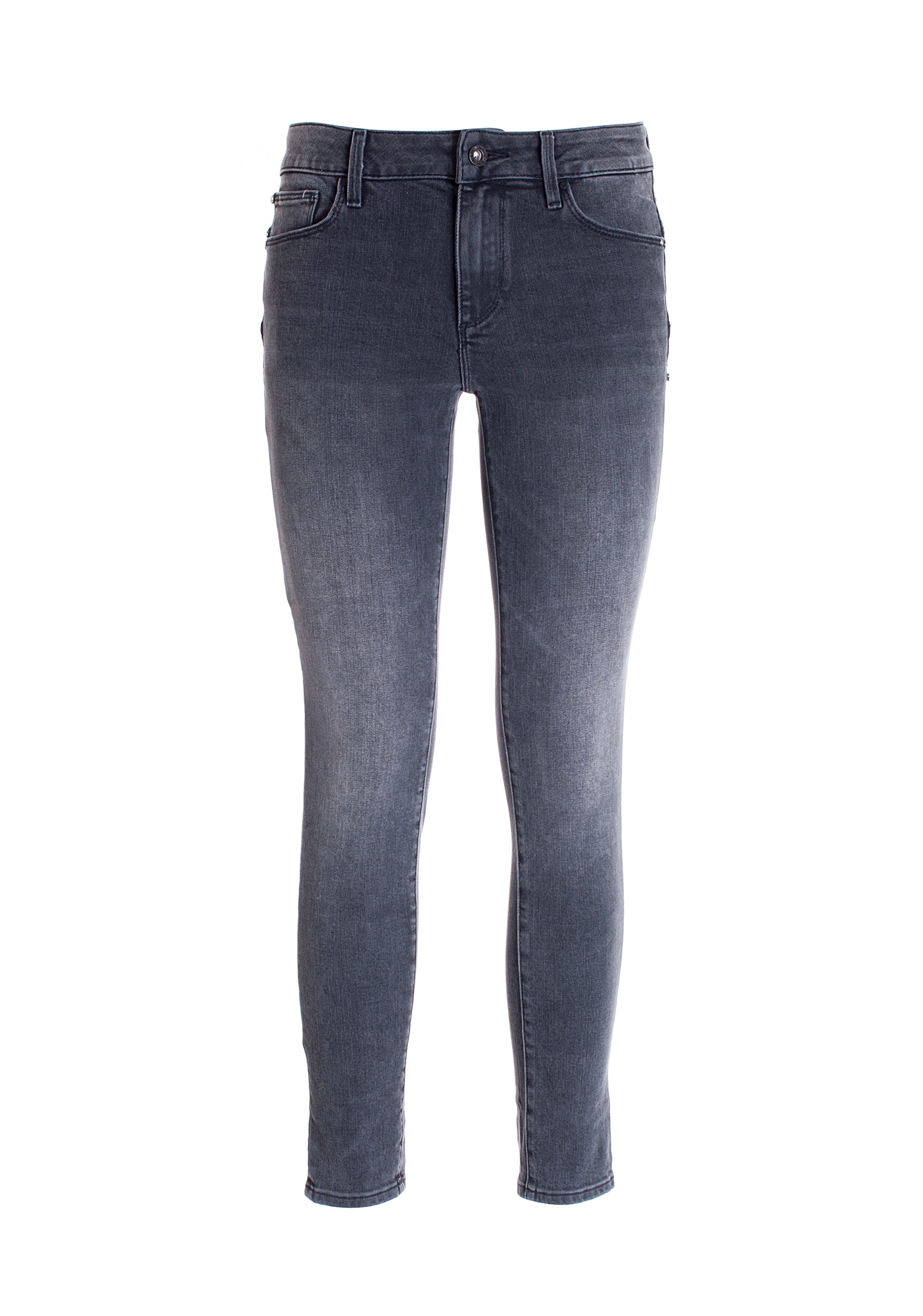 Jeans skinny effetto push-up in denim stretch nero con lavaggio stone