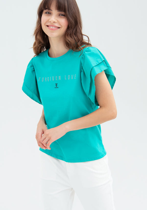 T-shirt regular in jersey con stampa