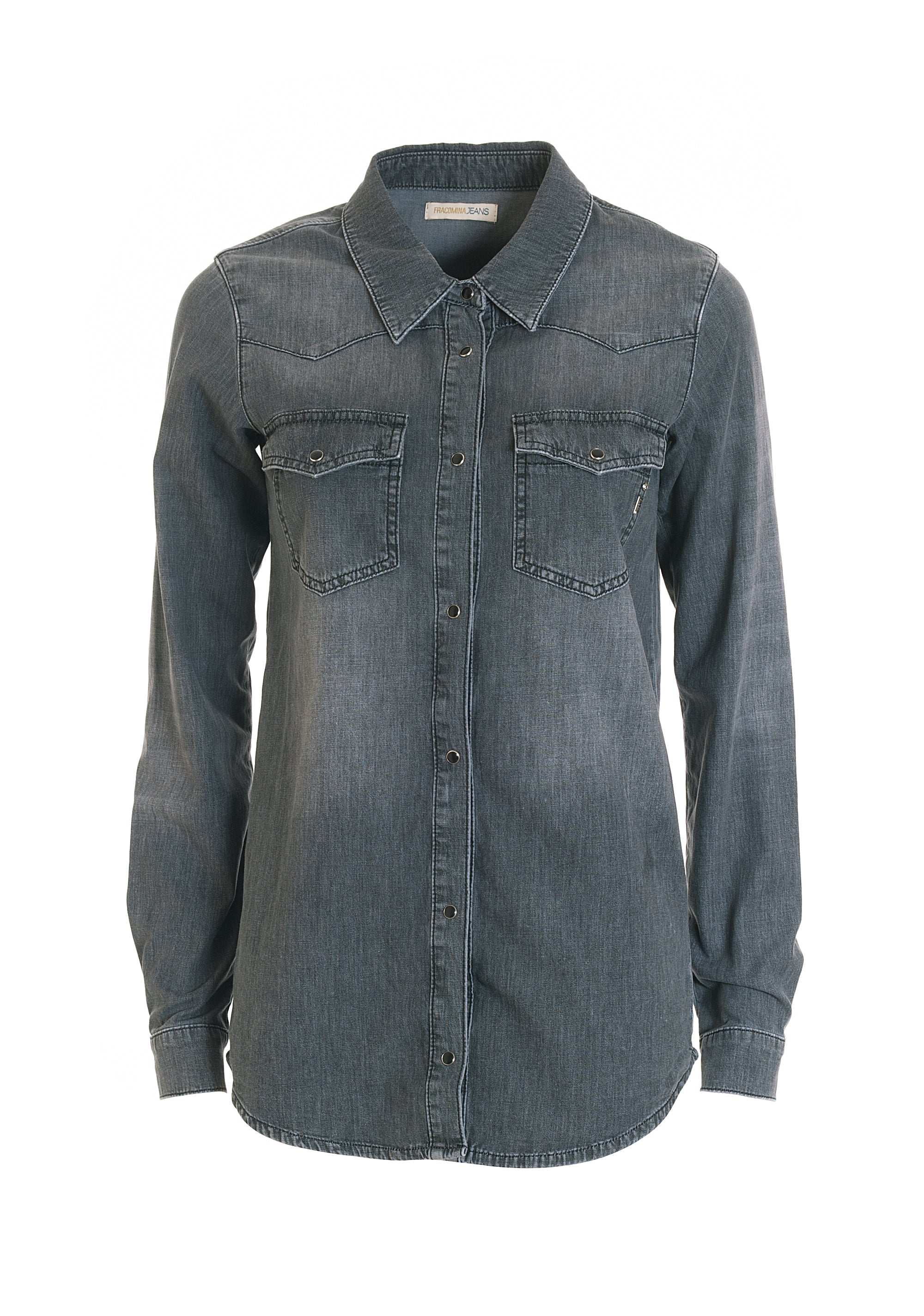 Camicia regular in denim con lavaggio medio