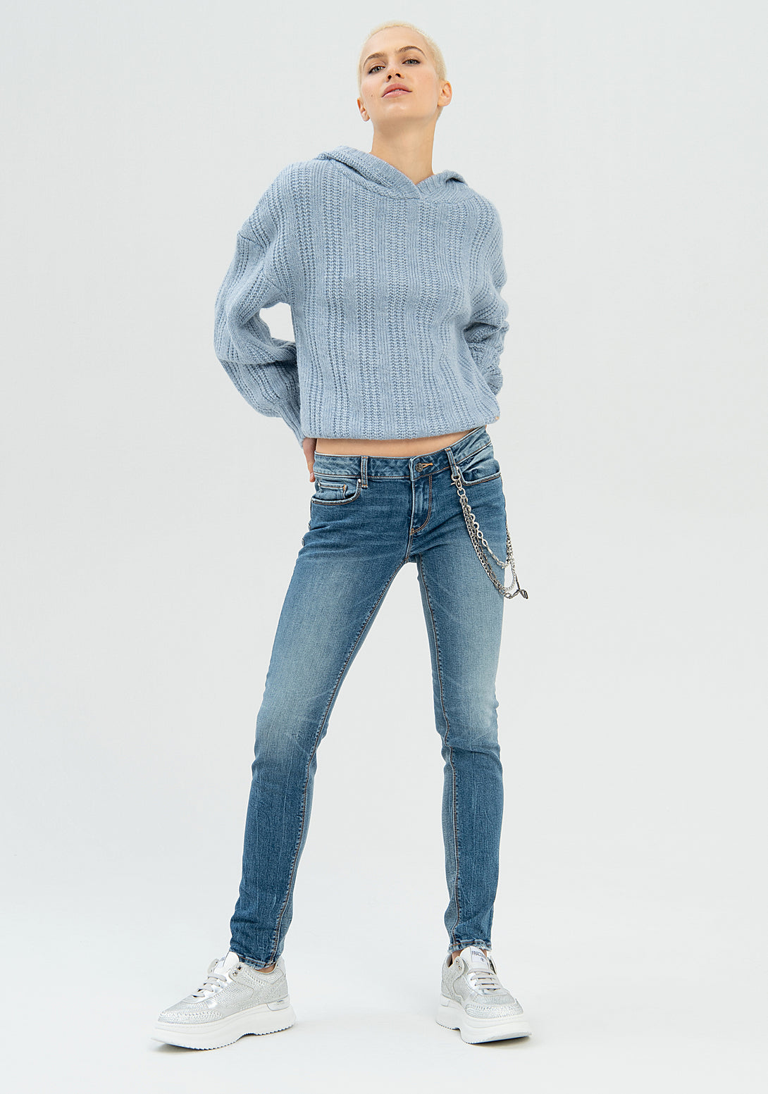 Jeans skinny effetto push up in denim con lavaggio bleached-FRACOMINA-FP22WV1001D42002-258-JN-24