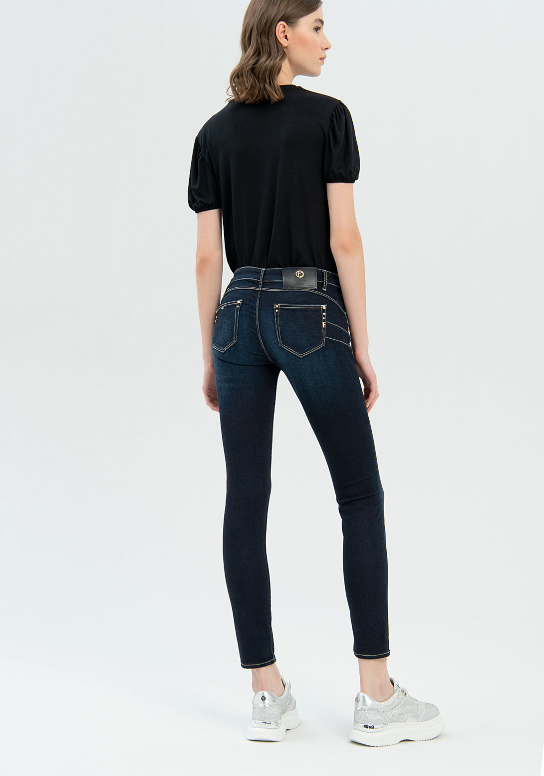 Jeans skinny effetto push up in denim con lavaggio scuro-FRACOMINA-FP22WV1001D42093-B03-JN-24