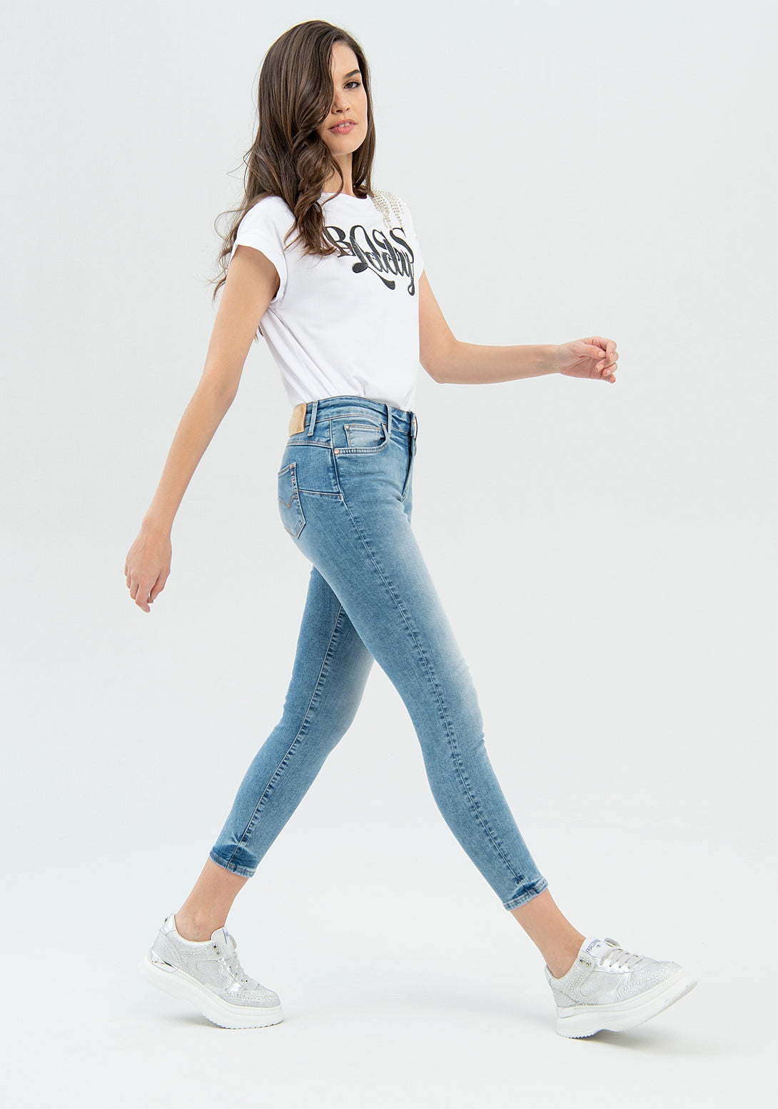 Jeans skinny effetto shape up in denim con lavaggio bleached-FRACOMINA-FP22WV8025D40403-062-JN-24
