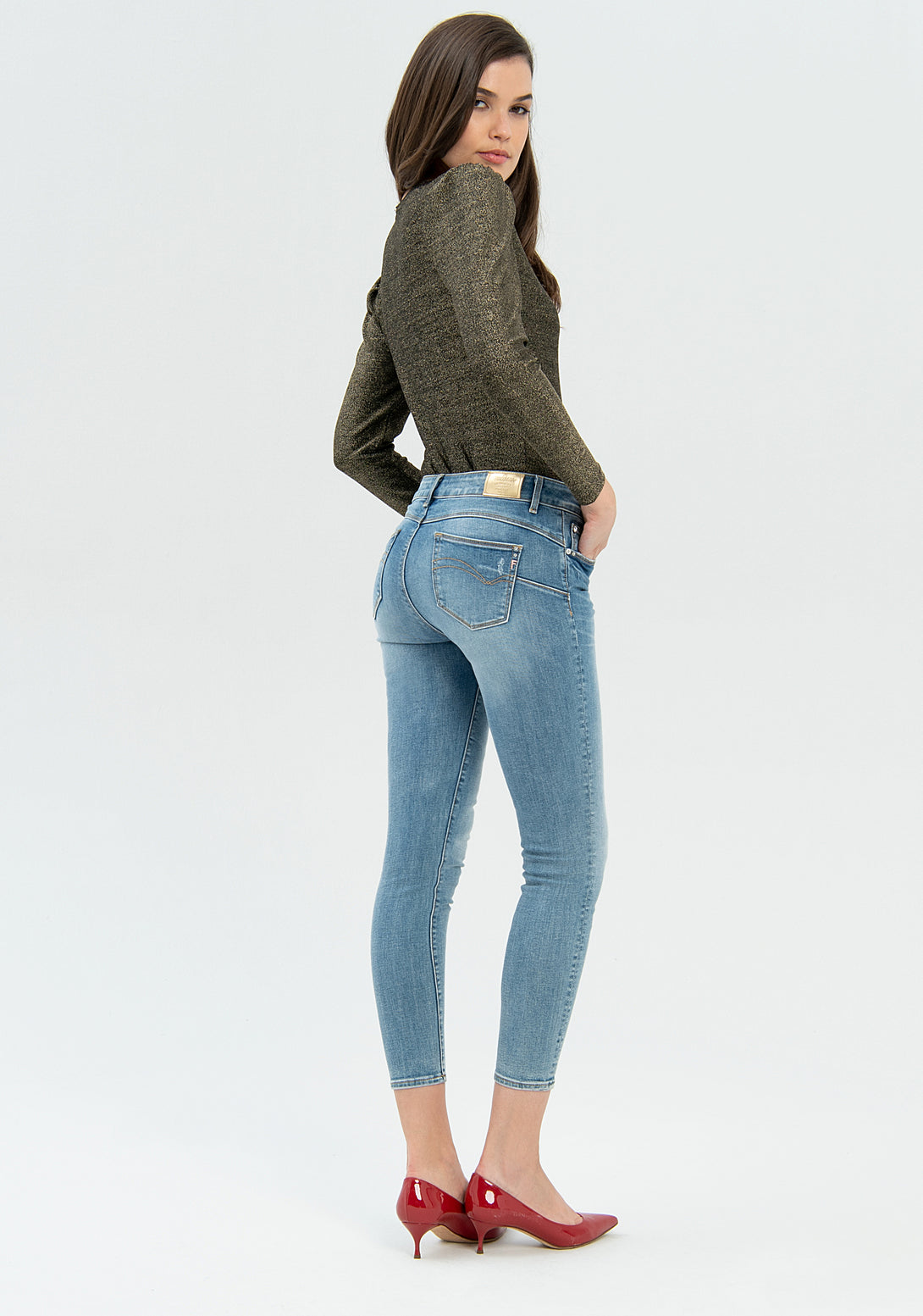 Jeans skinny effetto shape up in denim con lavaggio bleached-FRACOMINA-FP22WV8035D40402-258-JN-24