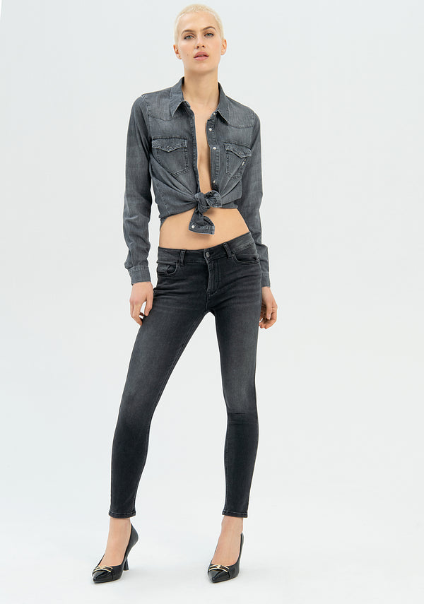 Jeans skinny effetto shape up in denim nero con lavaggio scuro-FRACOMINA-FP22WV8037D40201-053-JN-24