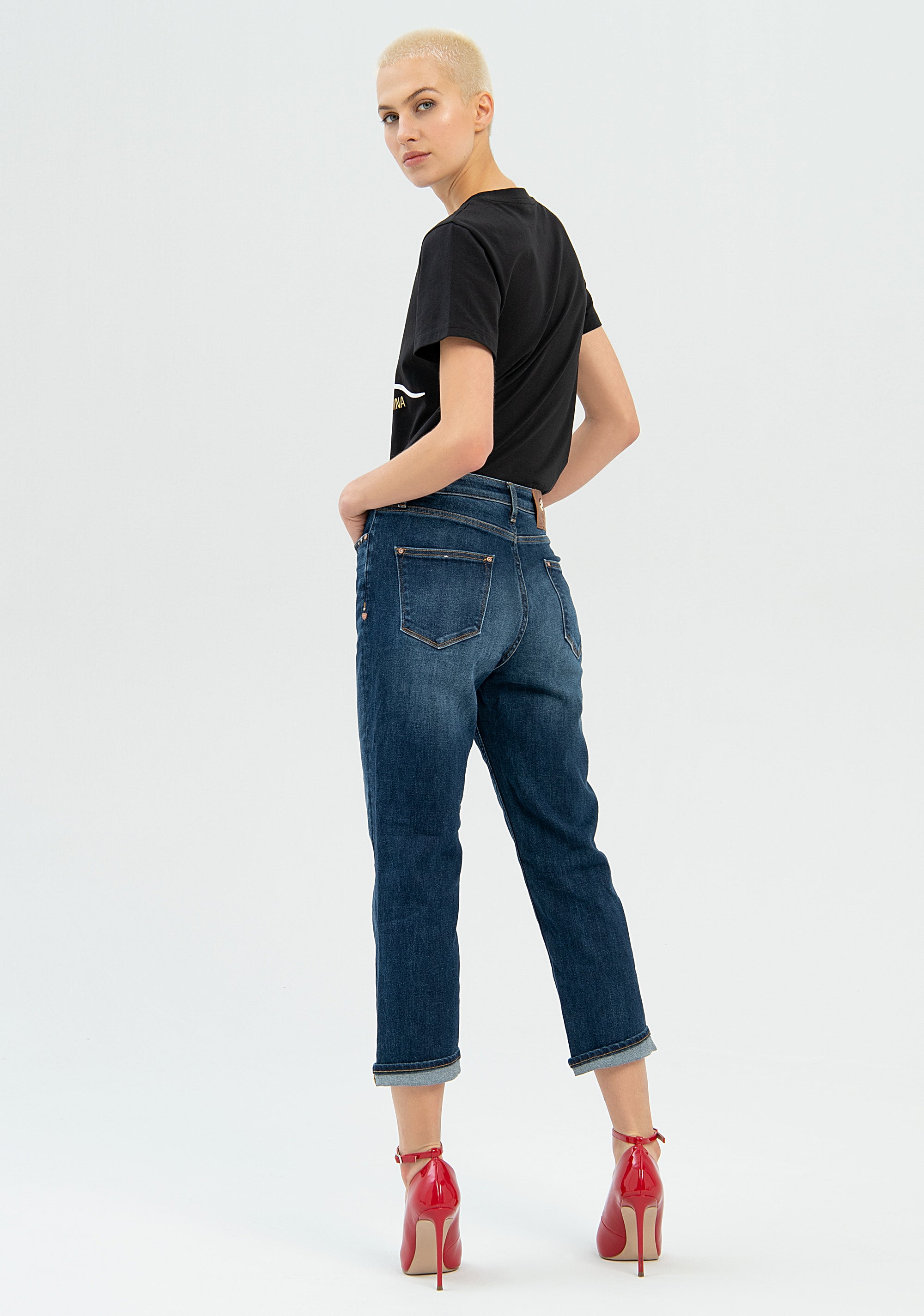 Jeans boyfriend cropped in denim con lavaggio medio-FRACOMINA-FP22WV9001D42002-130-JN-24