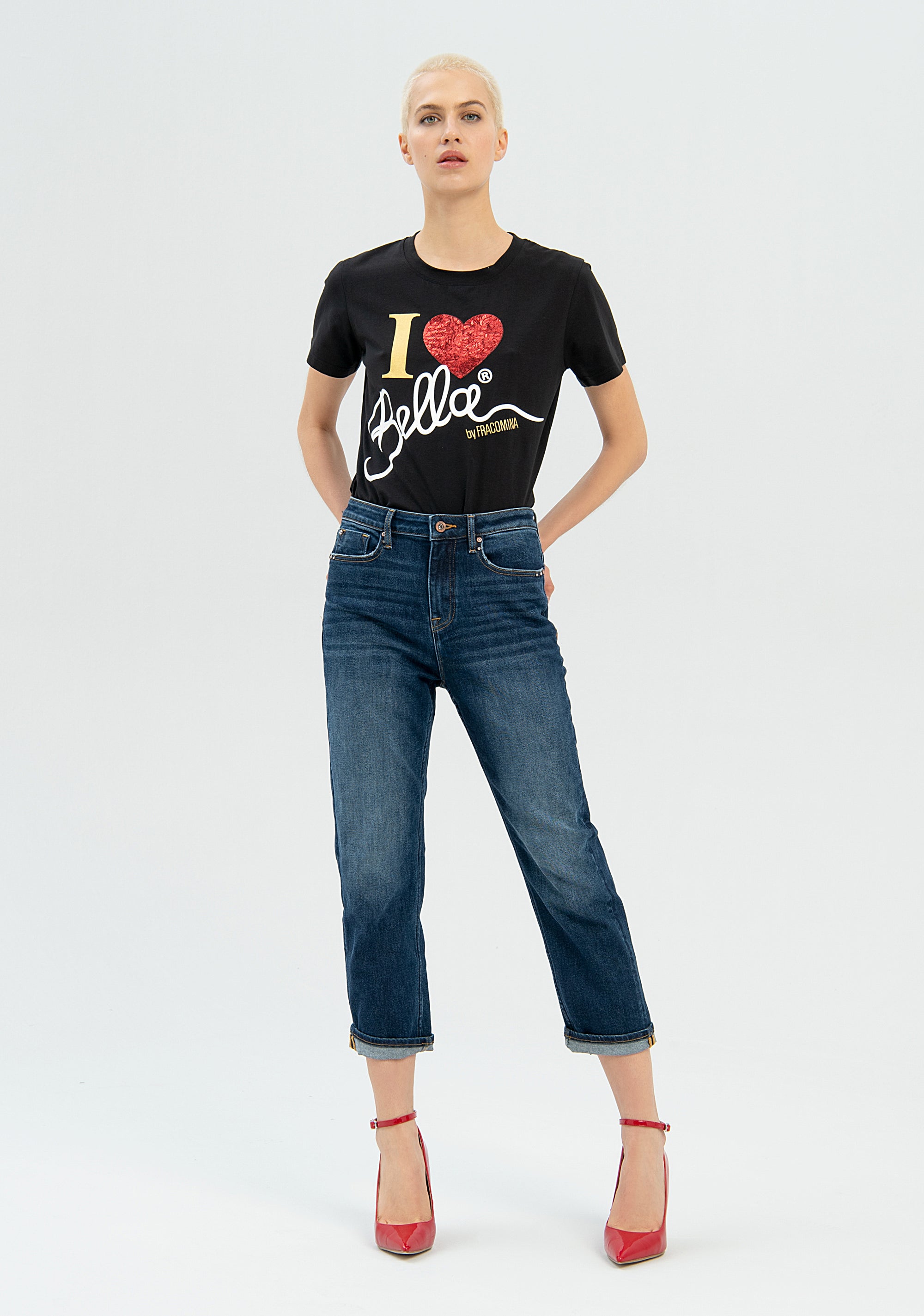 Jeans boyfriend cropped in denim con lavaggio medio-FRACOMINA-FP22WV9001D42002-130-JN-24