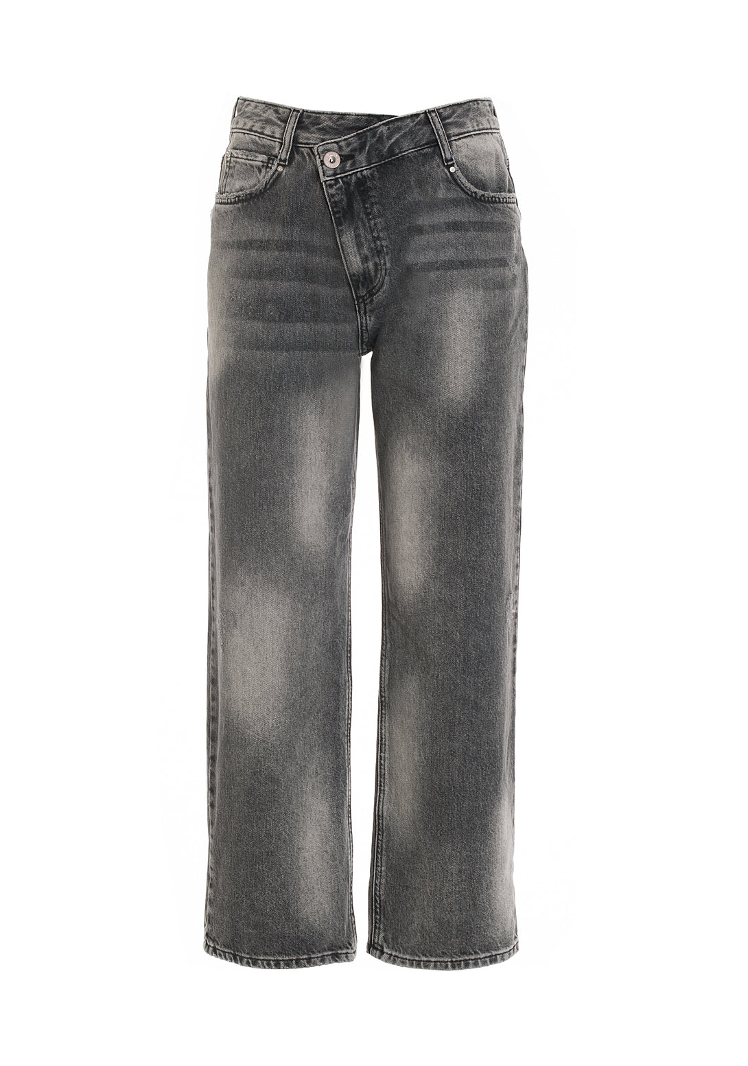 Jeans wide leg cropped in denim grigio con lavaggio strong-FRACOMINA-FP22WV9004D419P2-L26-JN-24
