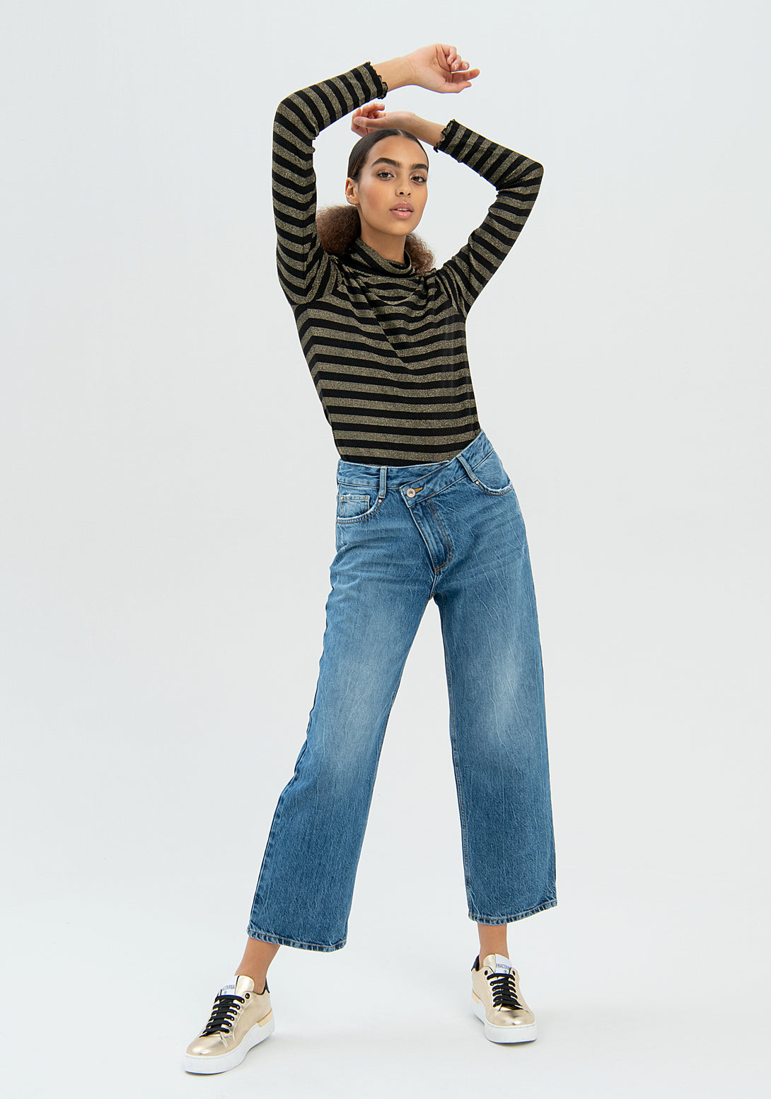 Jeans wide leg cropped in denim con lavaggio medio-FRACOMINA-FP22WV9004D429O1-349-JN-24