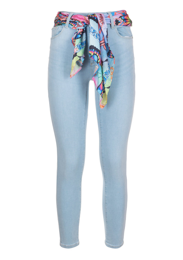Jeans skinny effetto push up in denim con lavaggio chiaro
