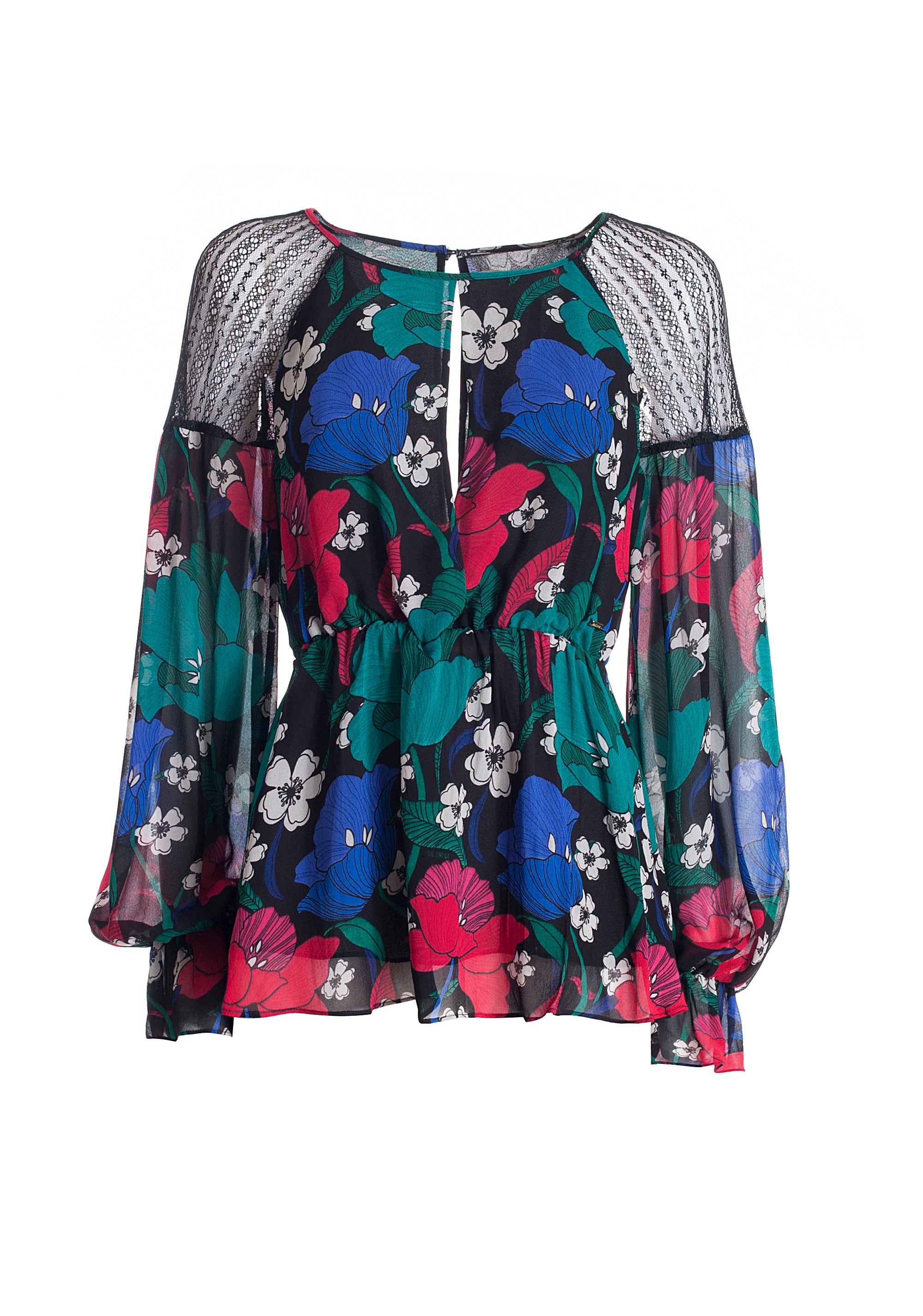 Blusa regular con stampa floreale multicolor