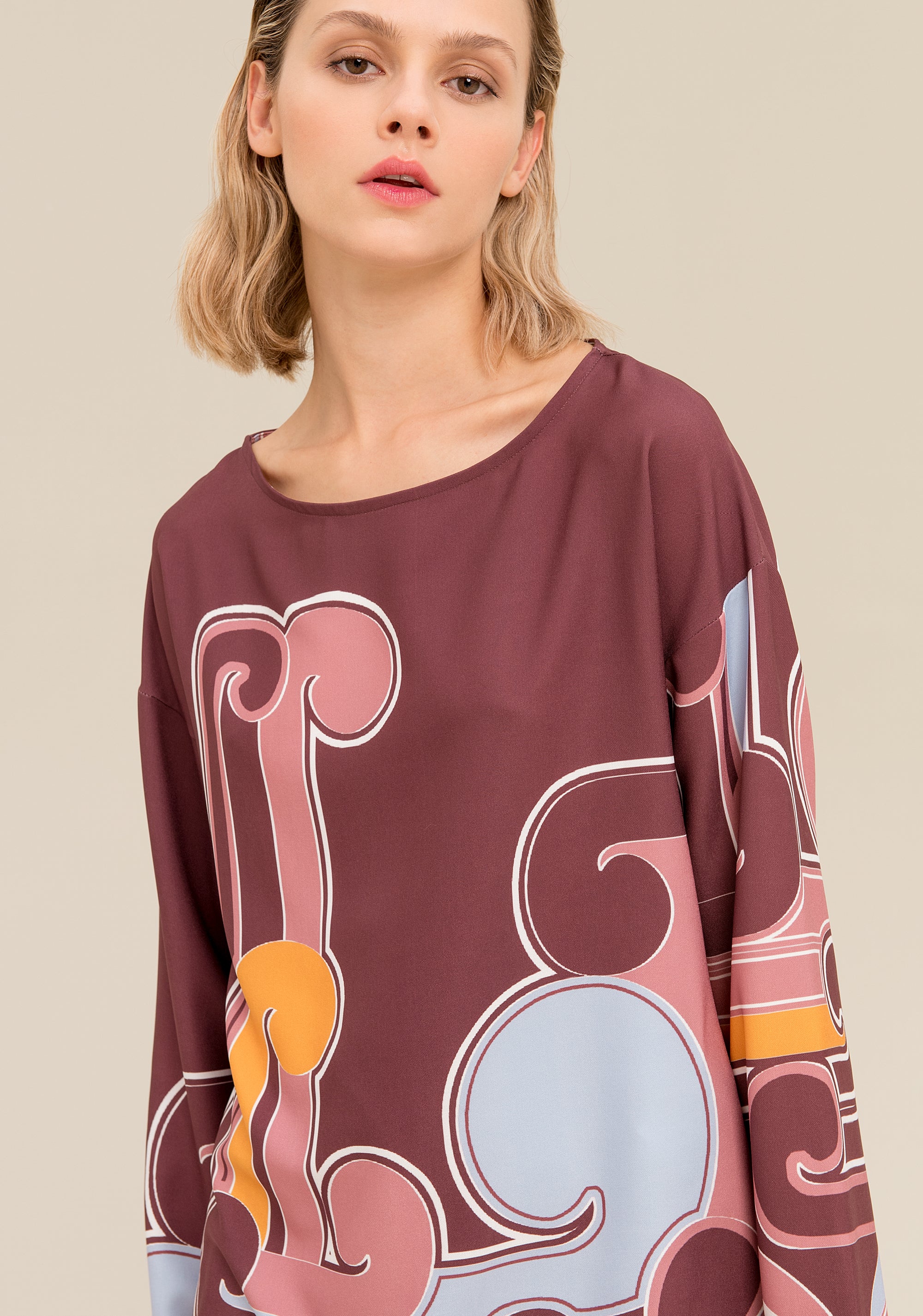 Blusa bordeaux a fantasia-Fracomina-FR19FMANASTASIA