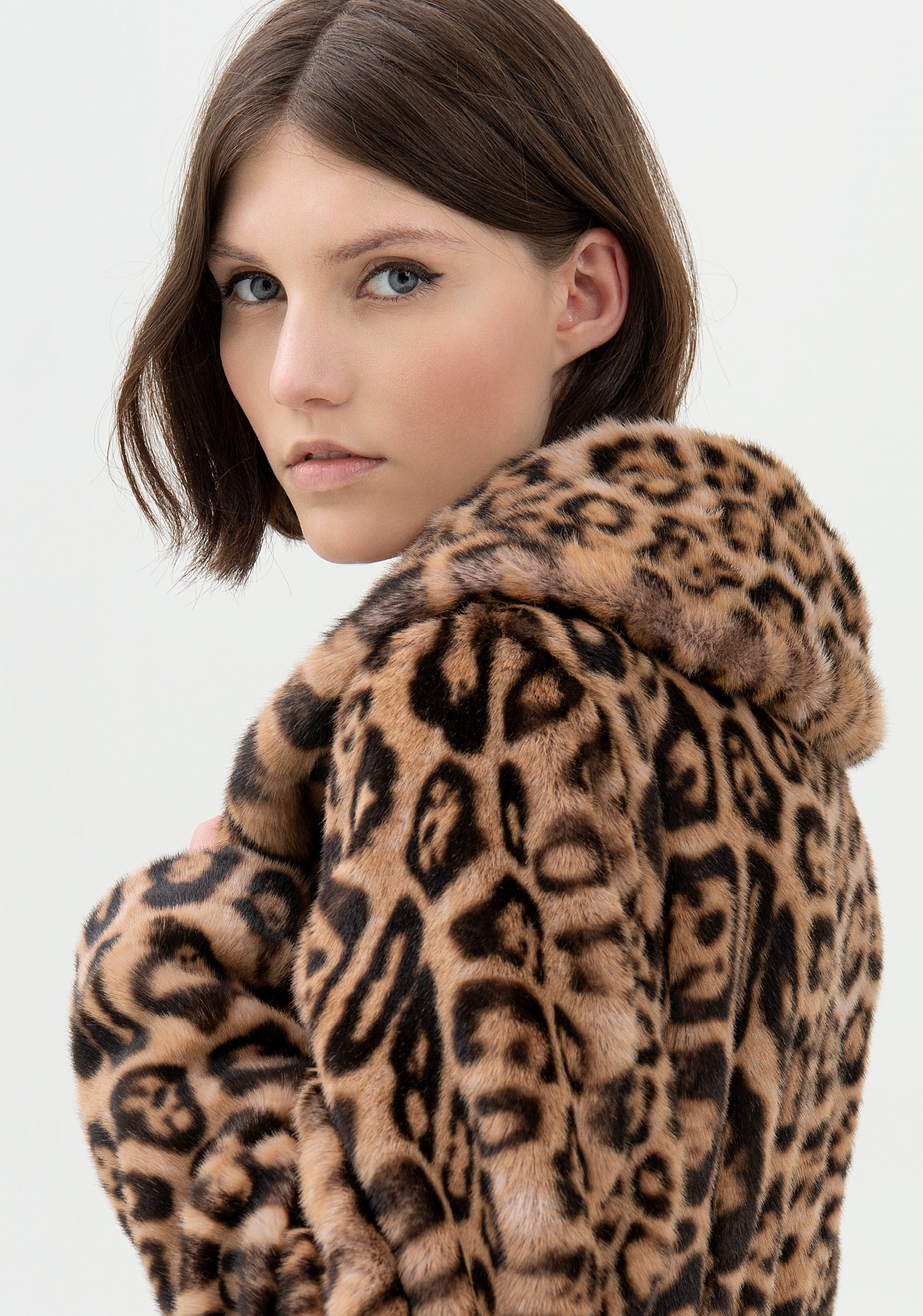 Cappotto ampio lungo in eco pelliccia in fantasia animalier-FRACOMINA-FR21WC4005O41201