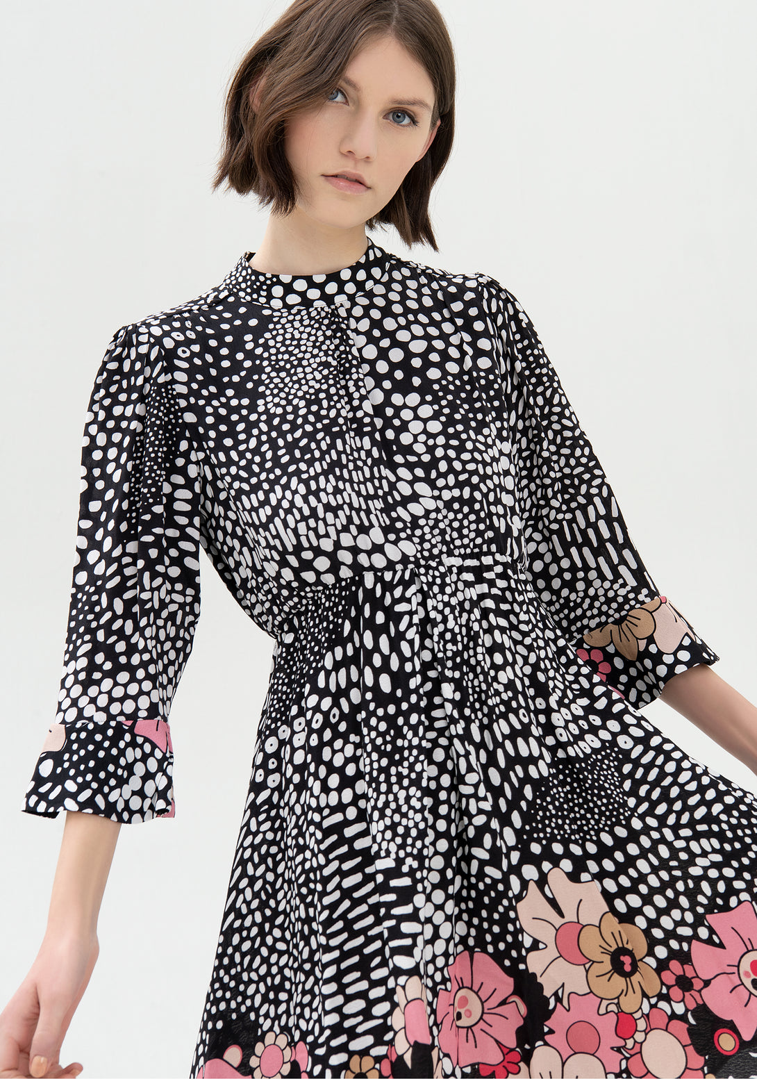 Abito regular mini in viscosa con stampa animalier con fiori-FRACOMINA-FR21WD1035W422N4