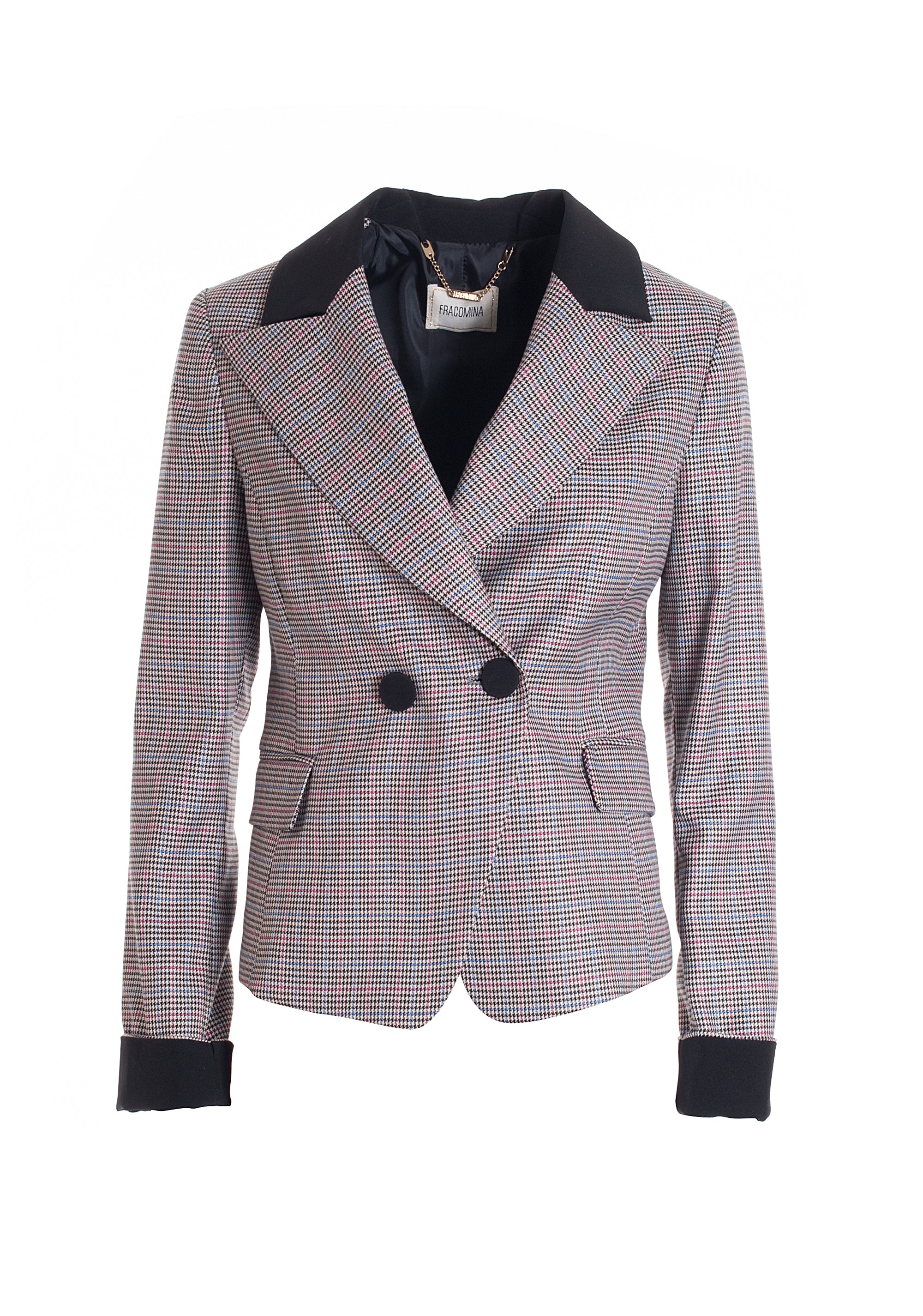 Blazer regular doppiopetto in tessuto piede de poule