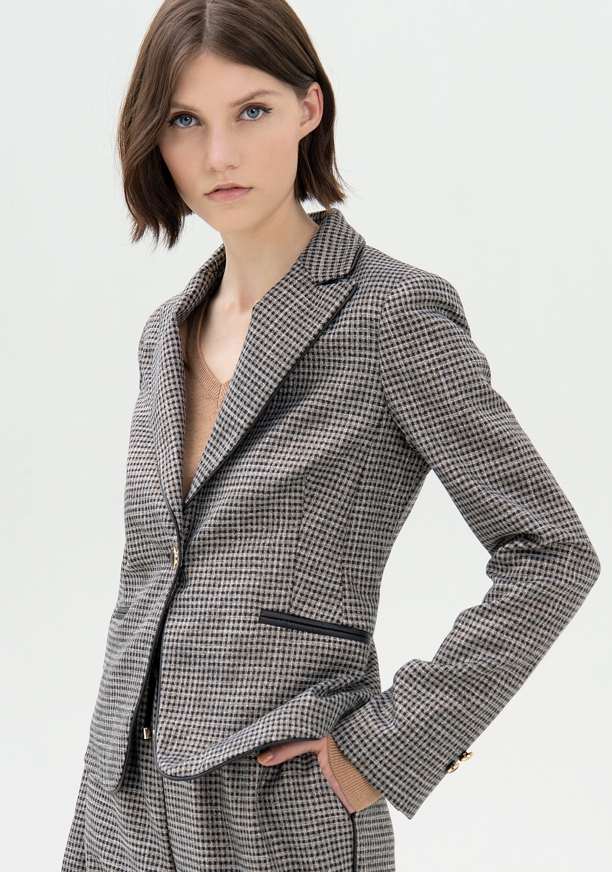 Blazer regular monopetto in tweed con lurex-FRACOMINA-FR21WJ2009W45995