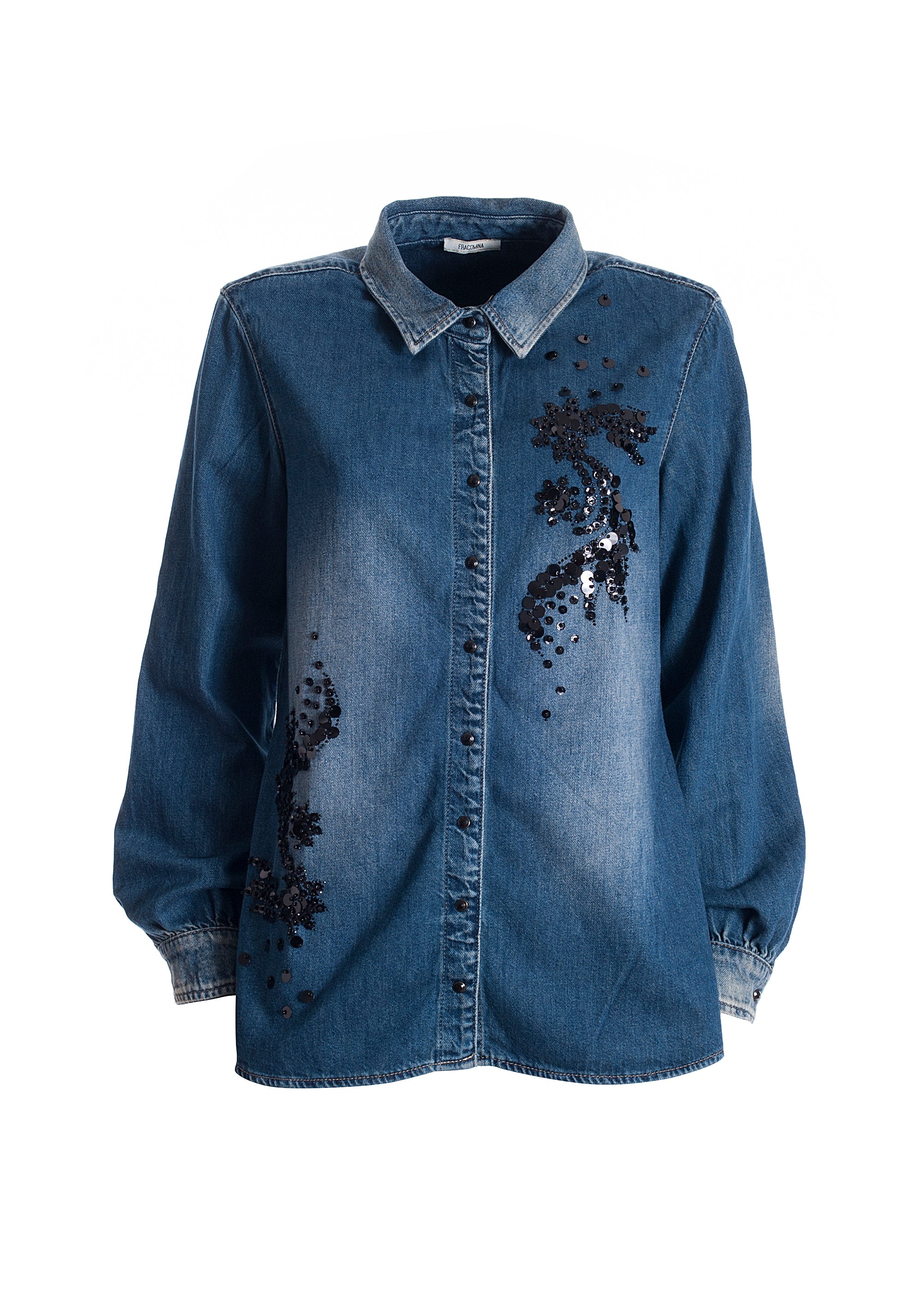 Camicia ampia in denim con lavaggio scuro