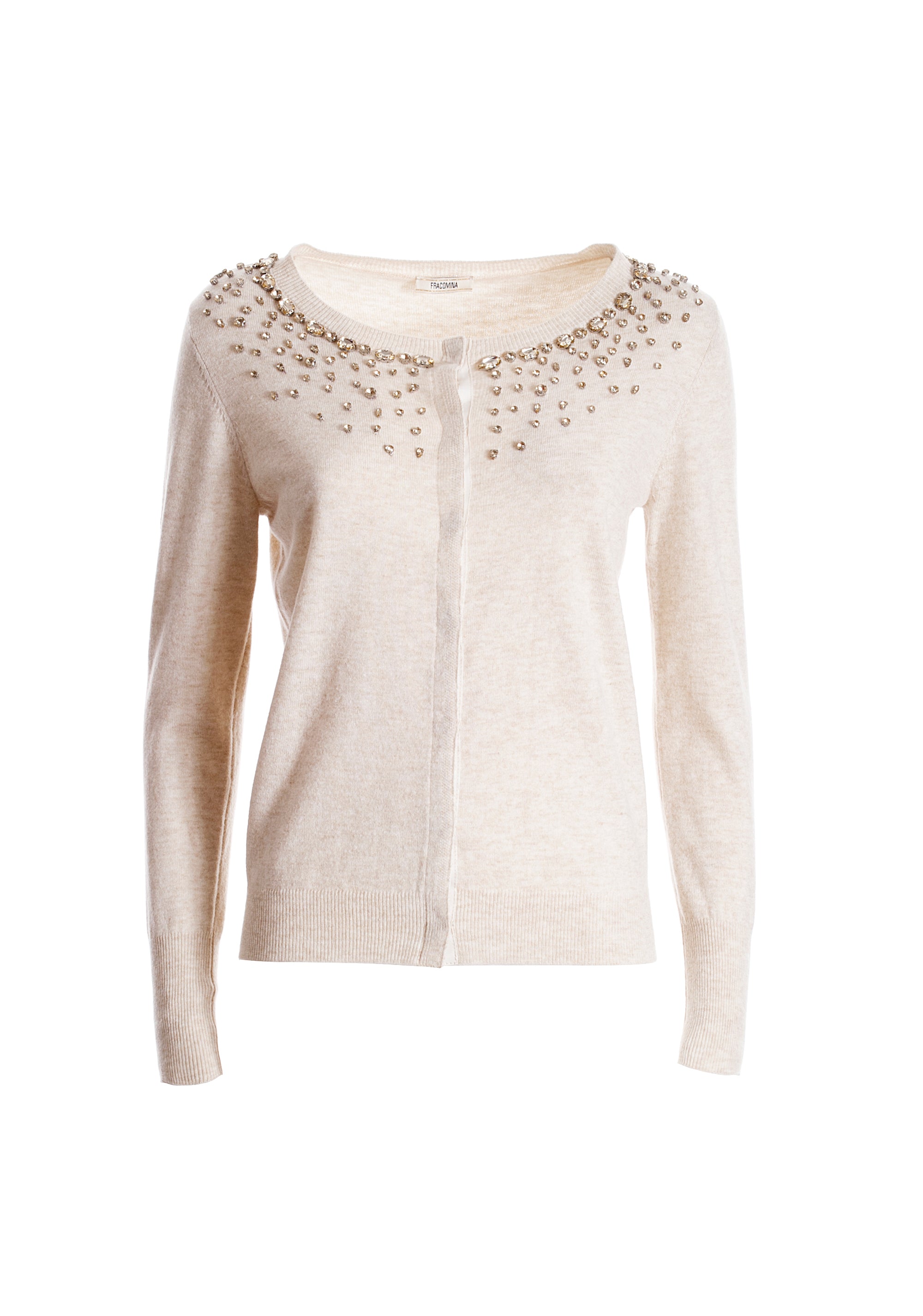 Cardigan aderente con pietre luminose